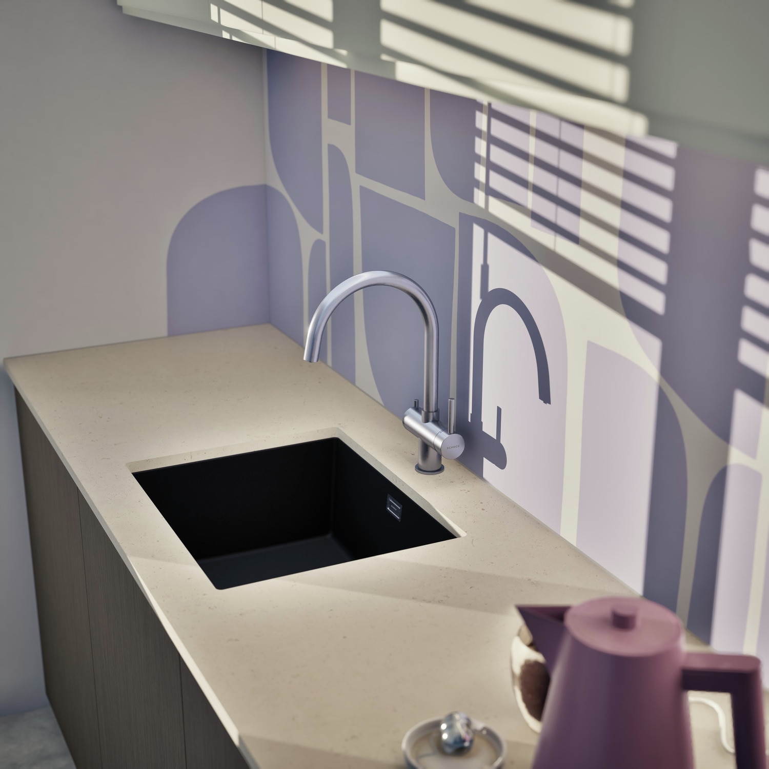 Schock Robinetterie de cuisine »Ares« Hochdruck, Festauslauf, Filterwasser, Schwenkbereich 360°