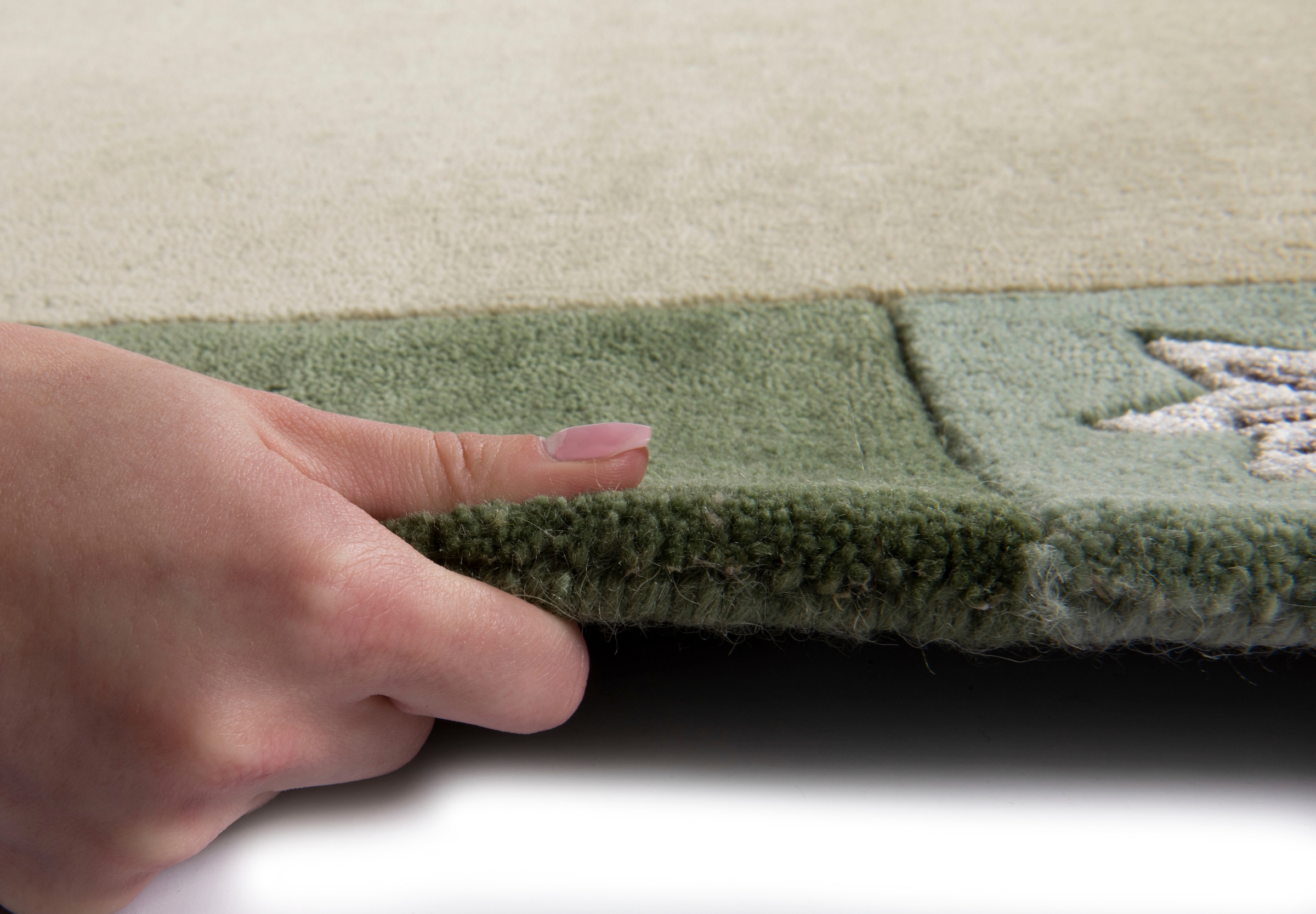 THEKO Tapis en laine »Royal Ganges« Rectangulaire 13 mm Höhe 95% laine, avec bordure, idéal pour salon & chambre