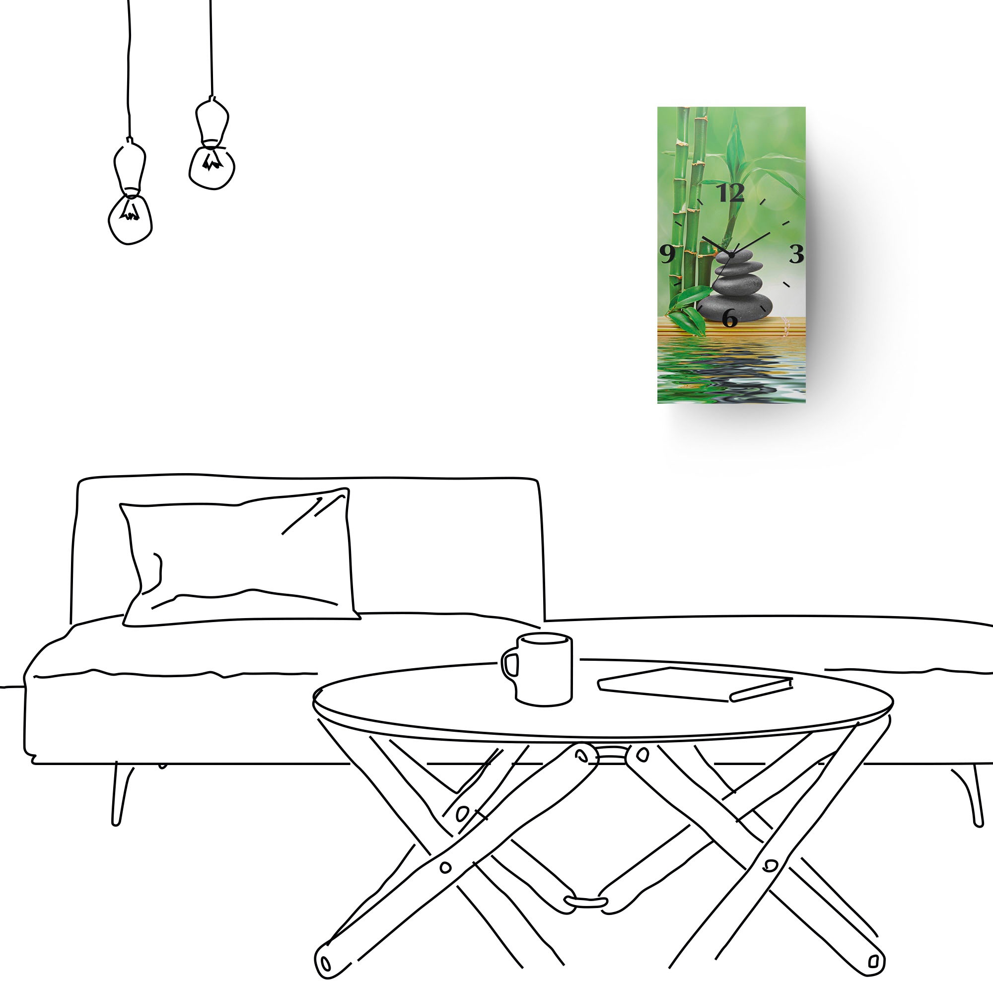 Artland Horloge murale »Spa Konzept Zen Basaltsteine« wahlweise mit Quarz- oder Funkuhrwerk, lautlos ohne Tickgeräusche