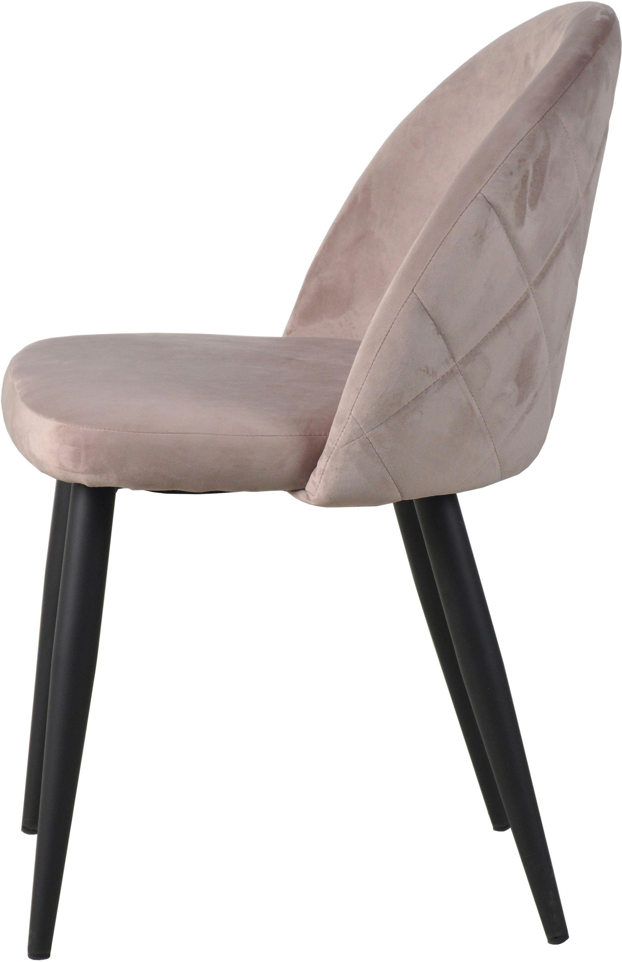 SIT Chaise rembourrée »Avila 2er-Set aus Samt mit Karo-Steppung & Stahlgestell« (Ensemble) 2 cuisRevêtement en velours noble vieux rose avec piqûres carreaux modernes