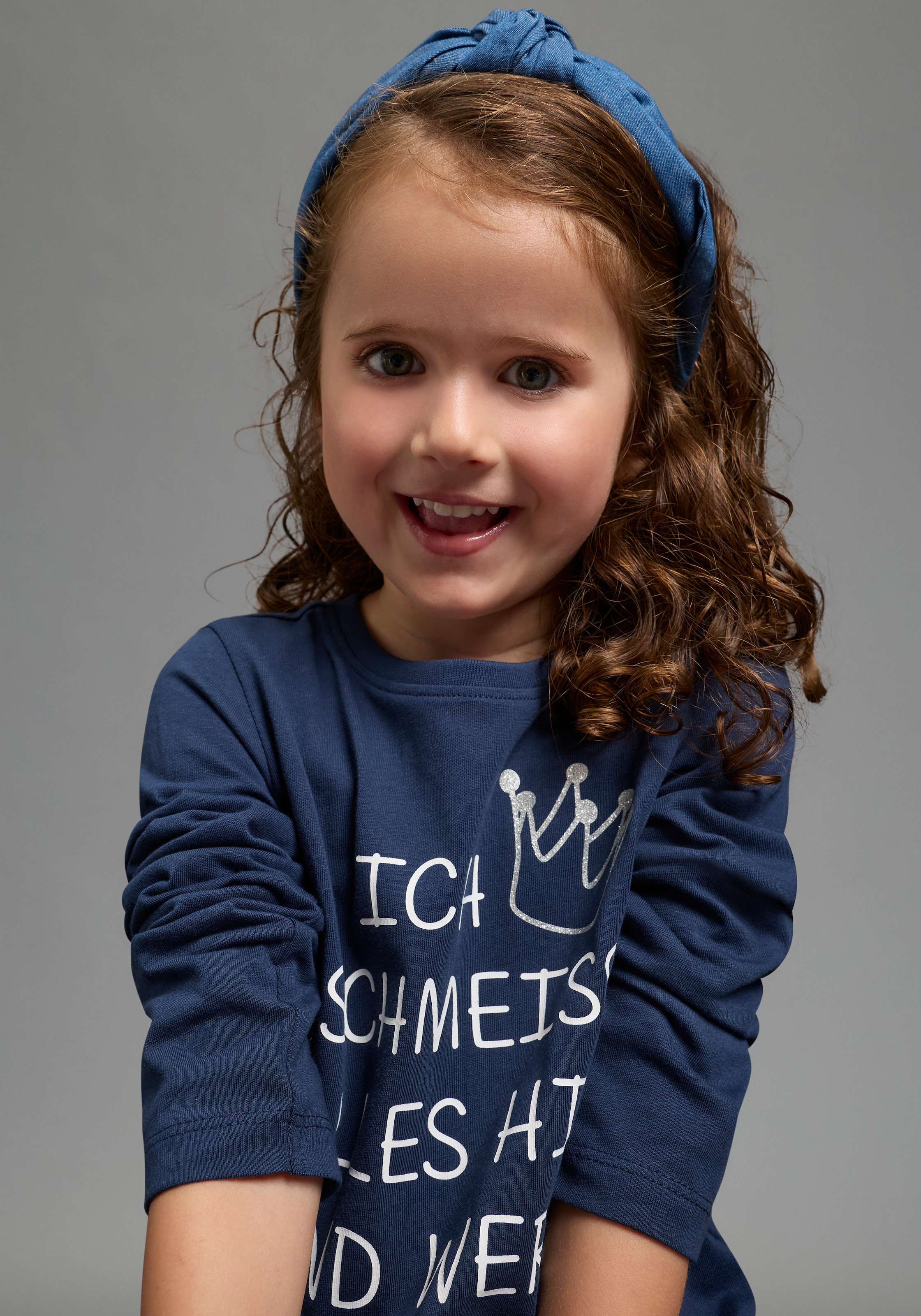 KIDSWORLD Langarmshirt »Ich schmeiss alles hin und werd´ Prinzessin« Sprücheshirt, langärmlig,  Basic-Passform,  mit Glitzerdruck