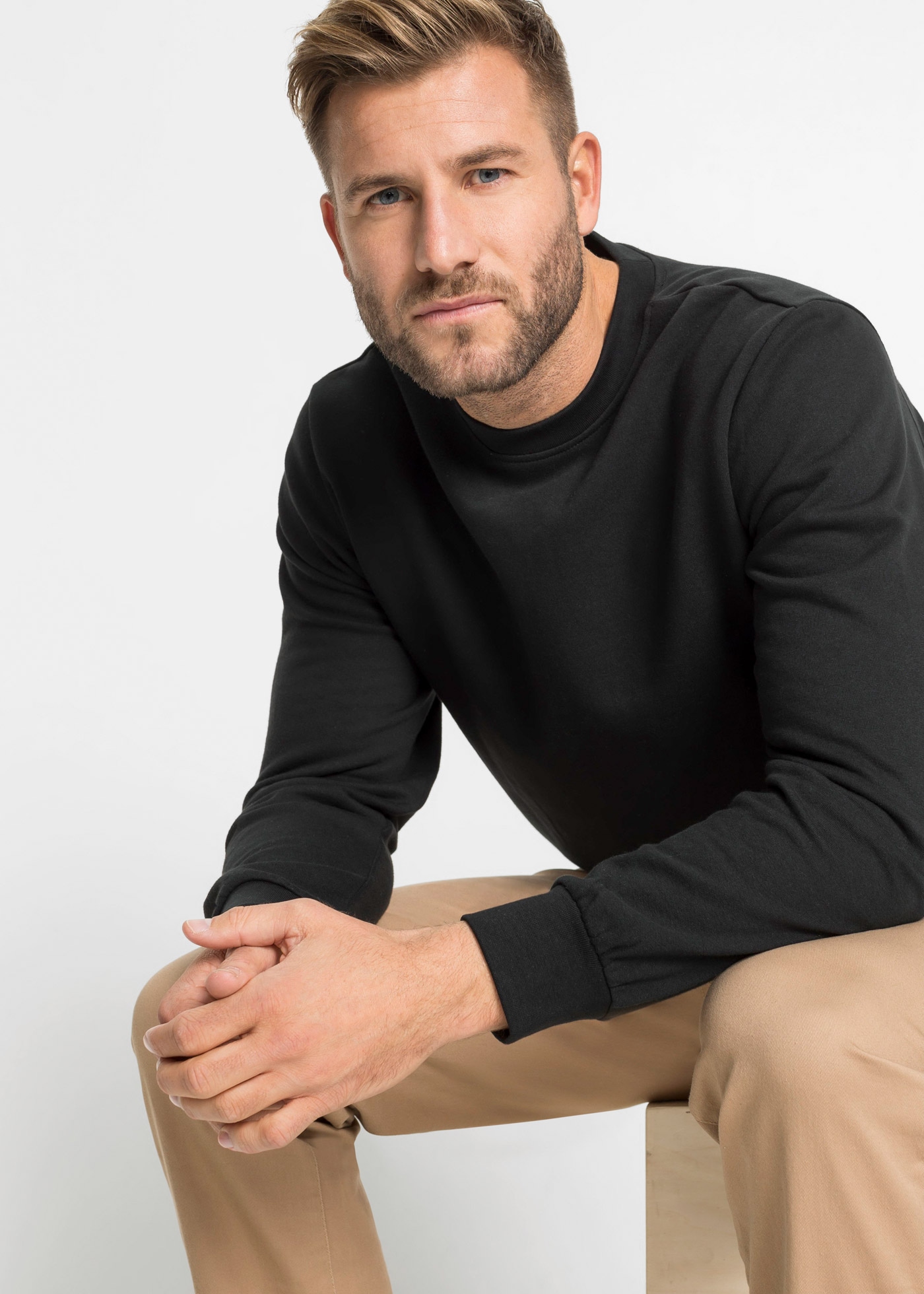 bonprix »Sweatshirt«, avec intérieur doux brossé, en coton et polyester, longueur hanches
