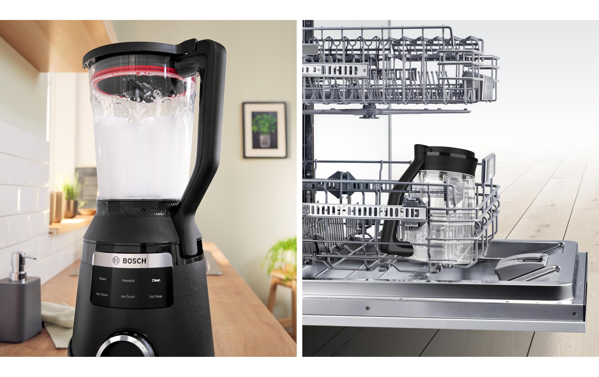 BOSCH Mixeur sur pied »VitaPower Serie 6  MMBD665B1, Hochleistungsmixer, 45.000 rpm, schwarz« 1800 W 2l, 6 Automatikprogramme inkl heisse Suppe, Stopfer, Sicherheitsdeckel