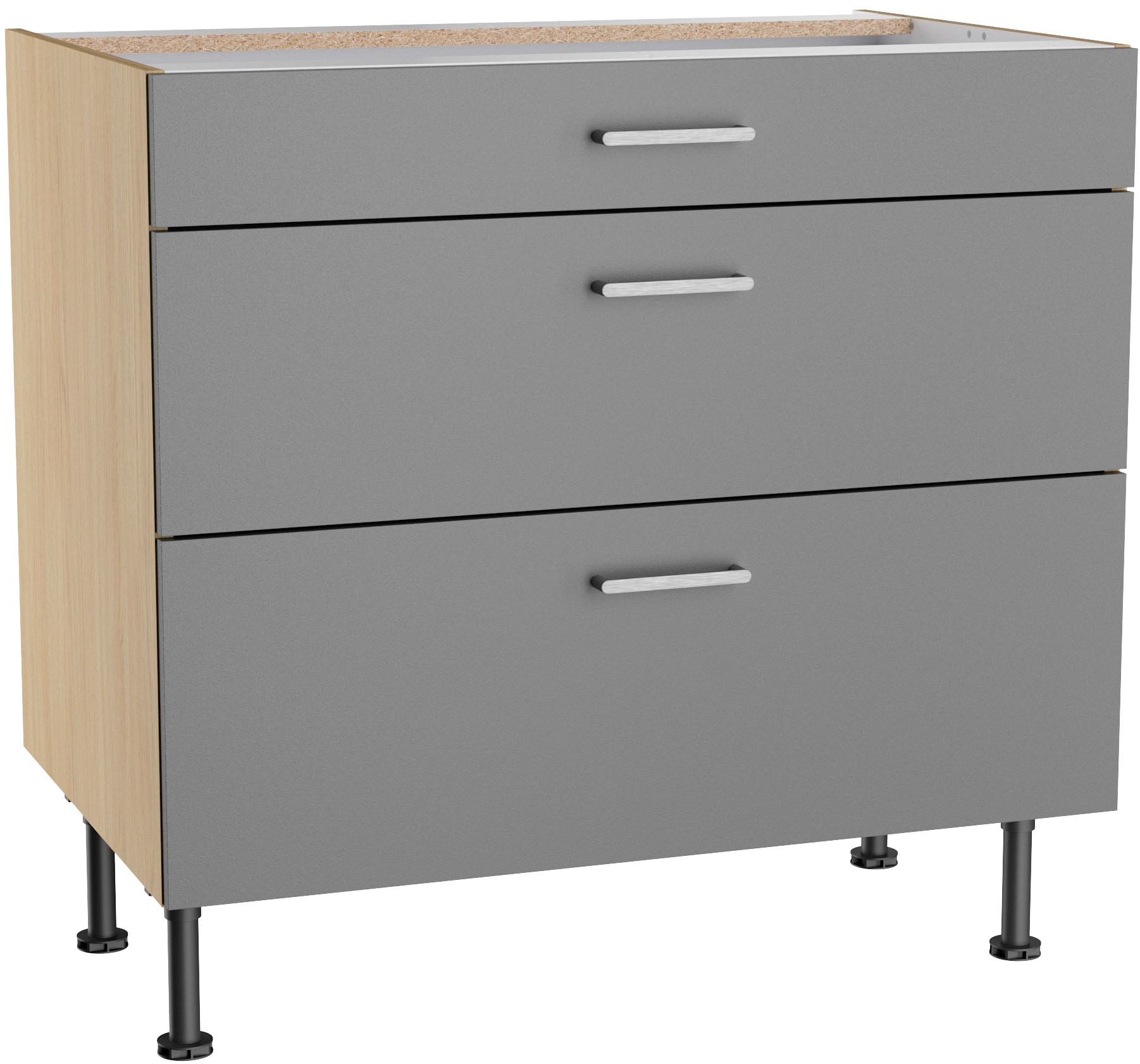 KOCHSTATION Unterschrank »KS-Lucy« Breite 90 cm, 1 Schubkasten, 2 Auszügen, Soft-Close, verstellbare Füsse
