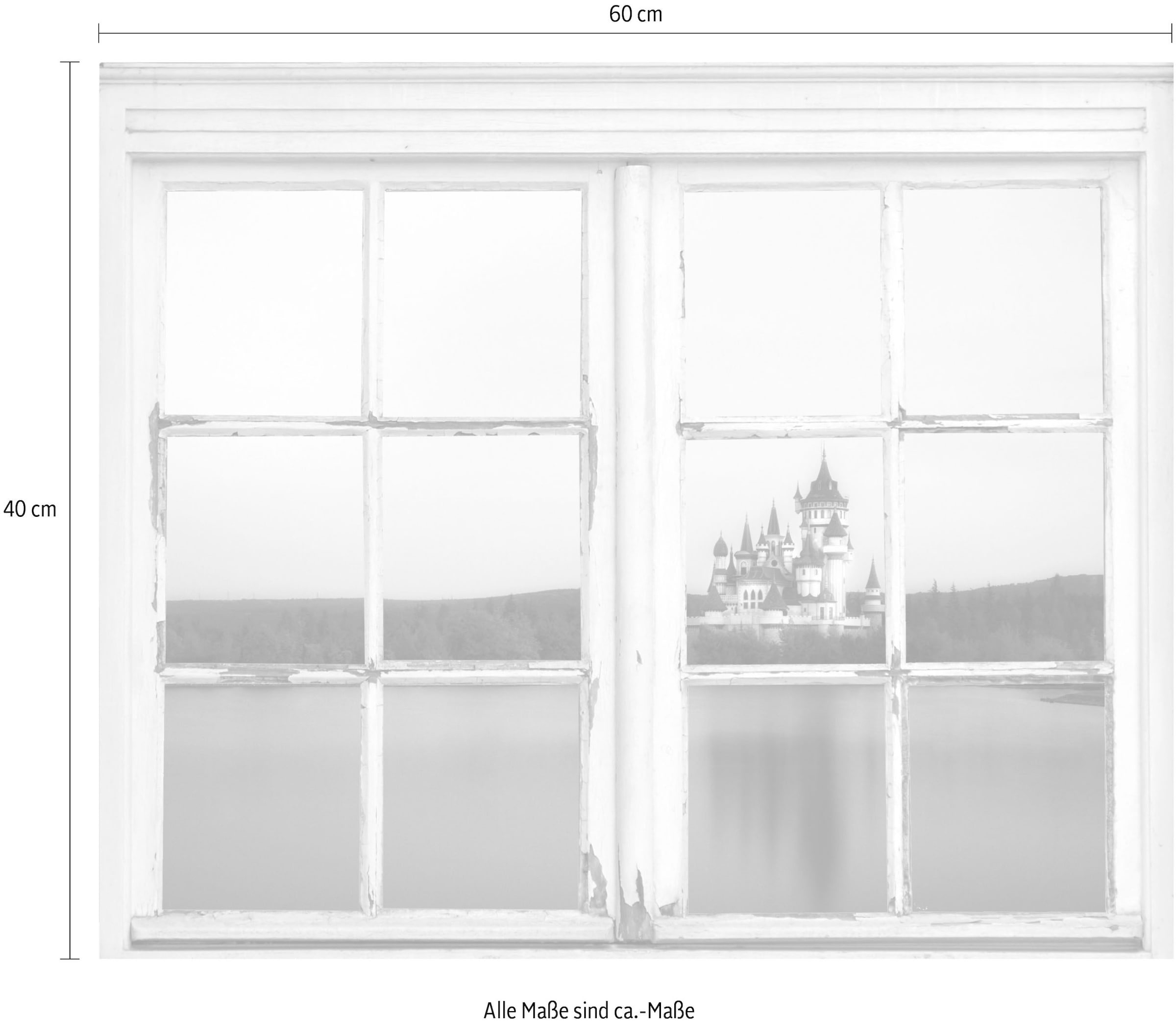 queence Autocollants muraux »Schloss am Meer« Wandsticker, Wandbild, selbstklebend, Schloss, Meer, Wasser