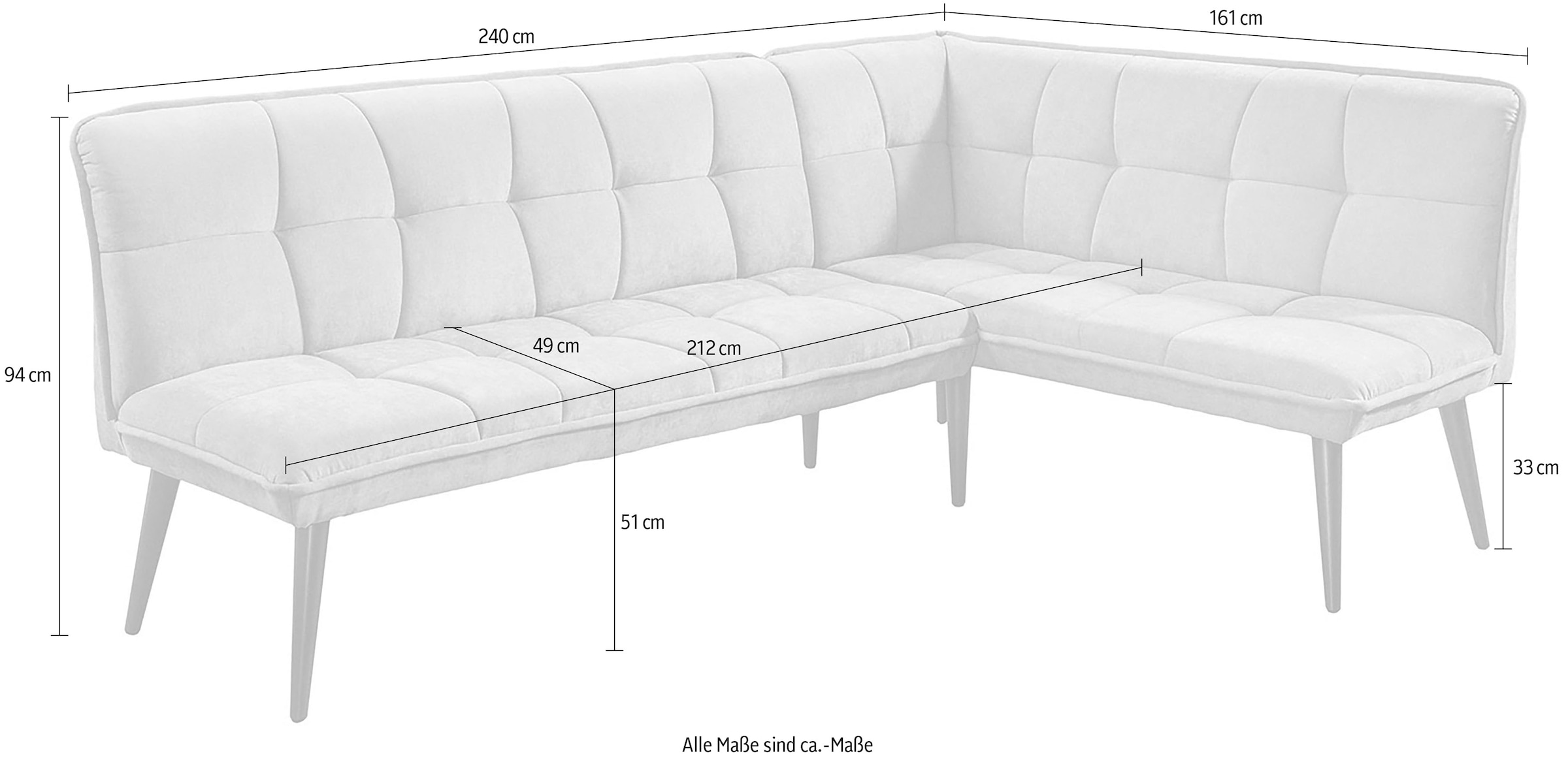 exxpo - sofa fashion Banc d'angle »Mocca Essbank, Sitzbank« grand confort d'assise, confortable et élégant, finitions de haute qualité