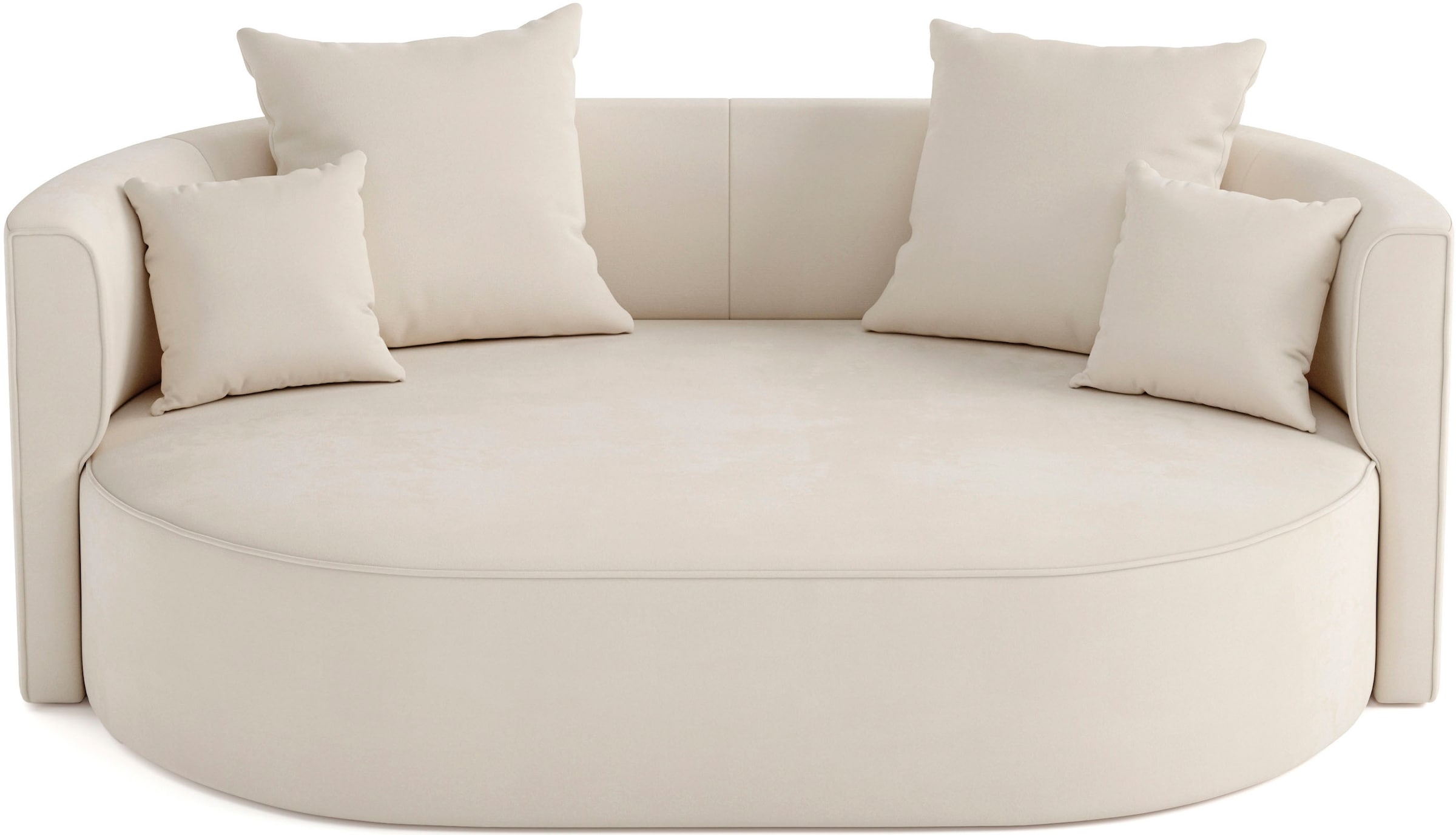 LeGer Home by Lena Gercke 2,5-Sitzer »ISALIE, rundes Loungesofa, mit Kissen, perfekt gepolstert« moderne Stoffe, mit 4 Zierkissen, extra grosse Sitzfläche