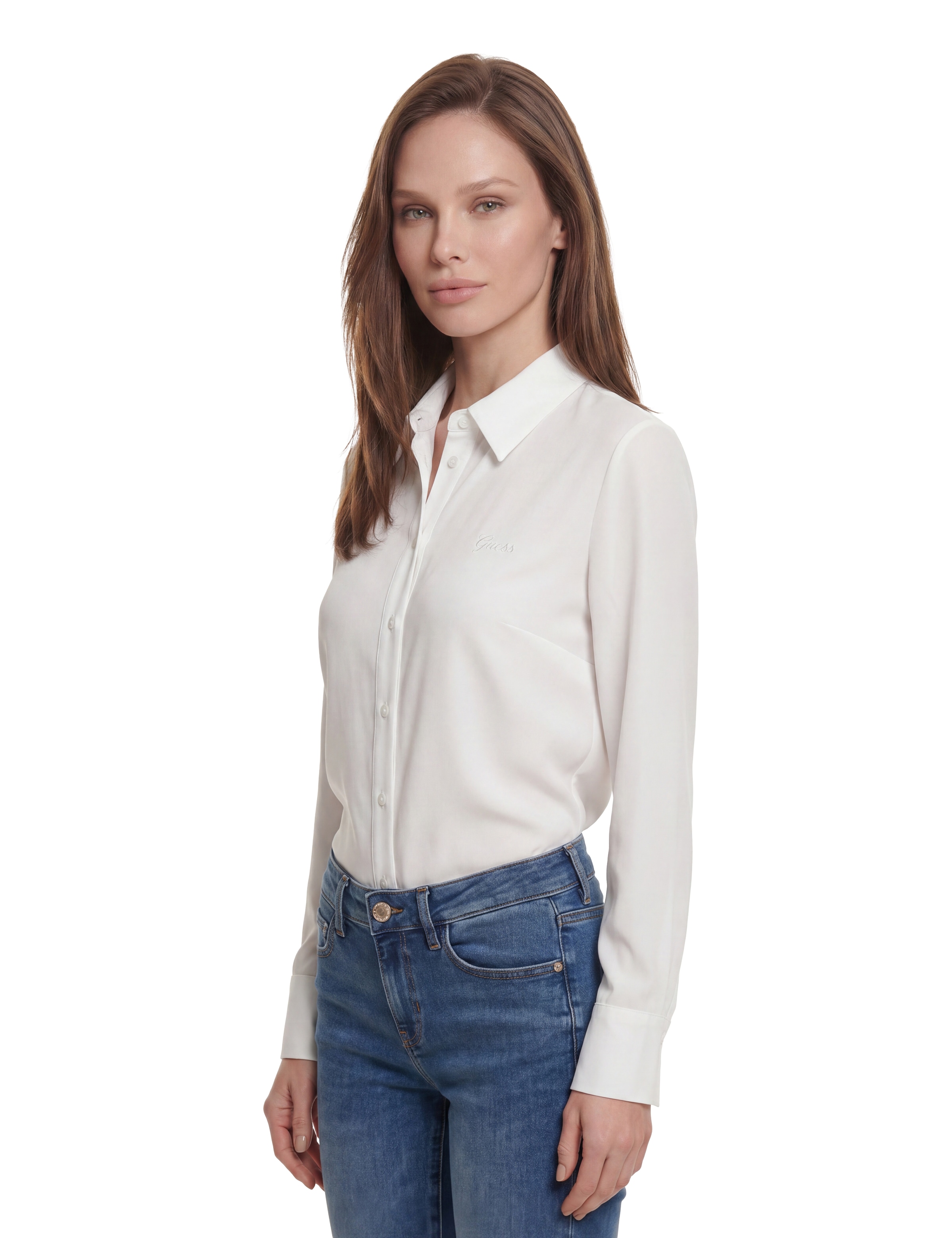 Guess Blouse chemise »NEW CATE SHIRT« mit Logostickerei, Slim Fit