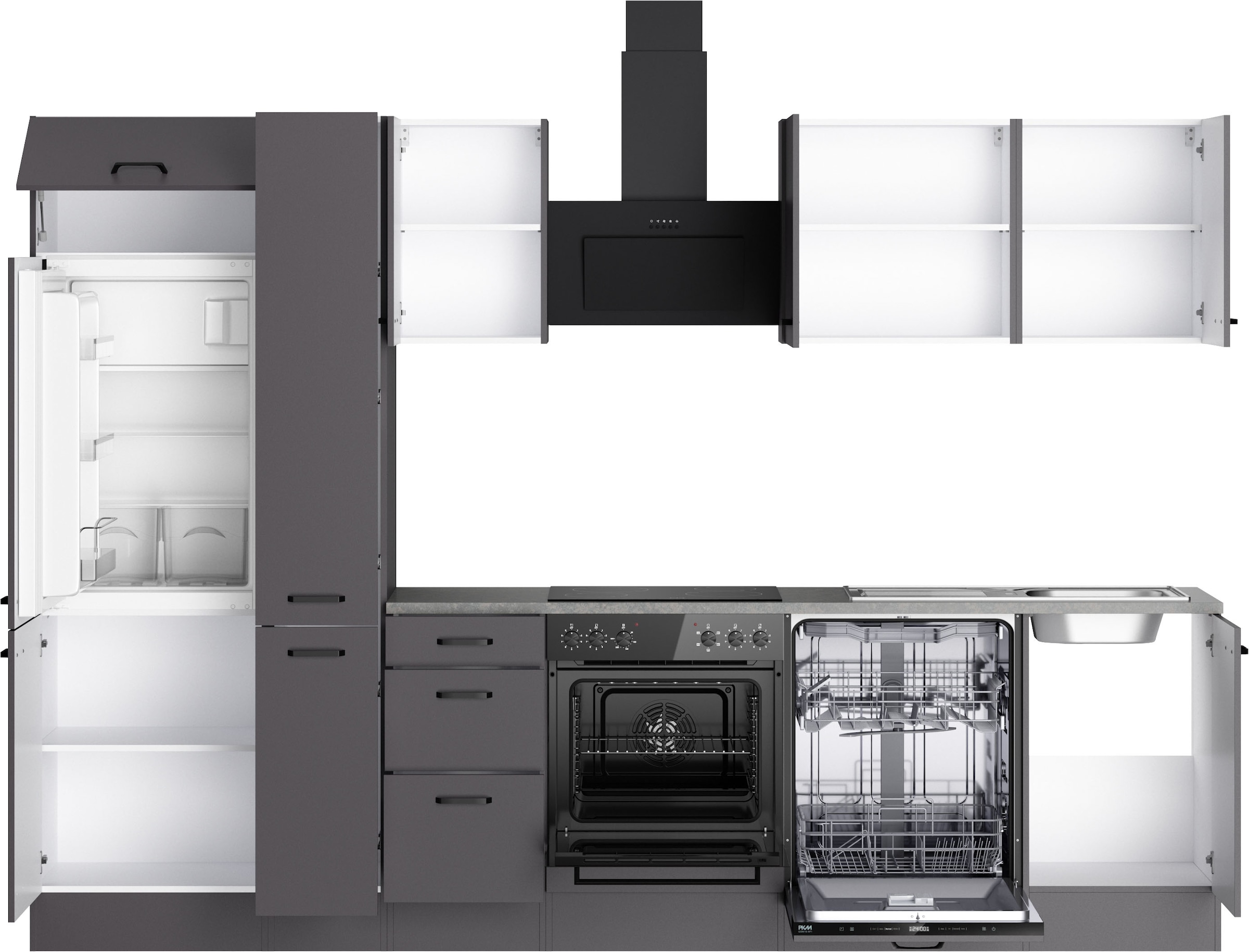 OPTIFIT Küchenzeile »OPTImulti« Breite 300 cm, wahlweise mit E-Geräten und Edelstahlspüle