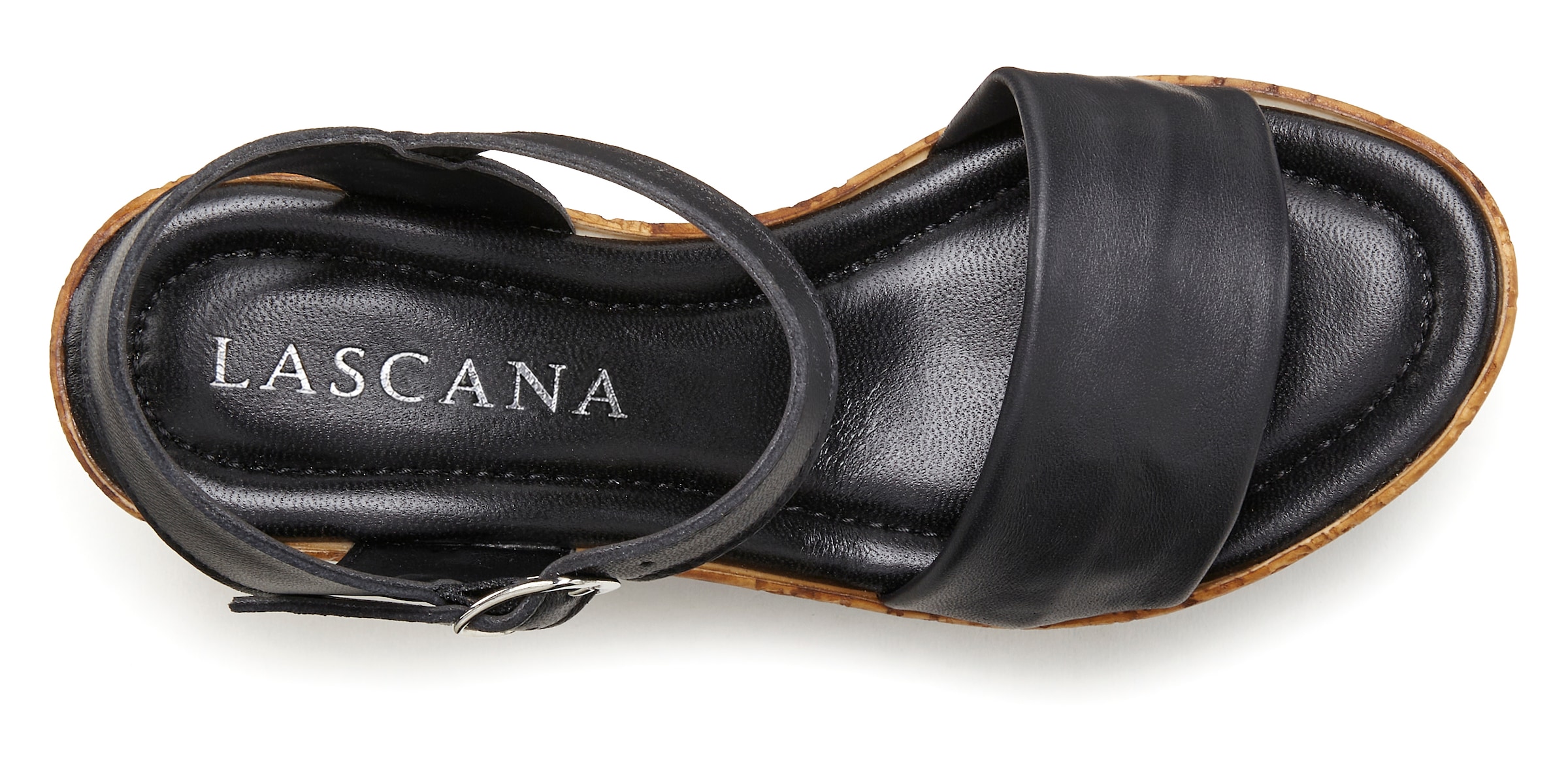 LASCANA Sandalette »Sommerschuh, offener Schuh, Sandale, Keilsandalette,«  NEU aus Leder mit Keilabsatz