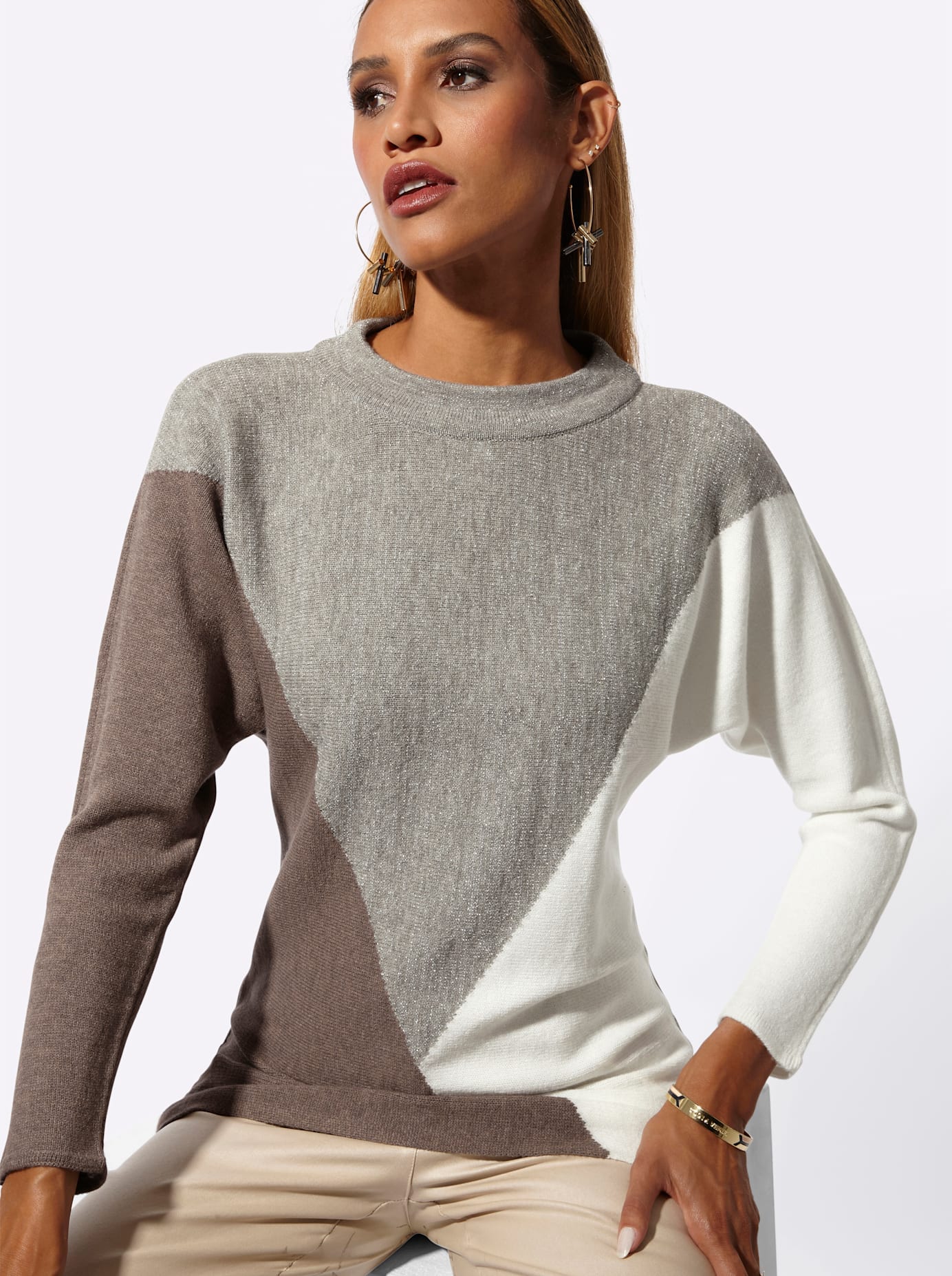 creation L Pull chauve-souris »Stehkragen-Pullover«