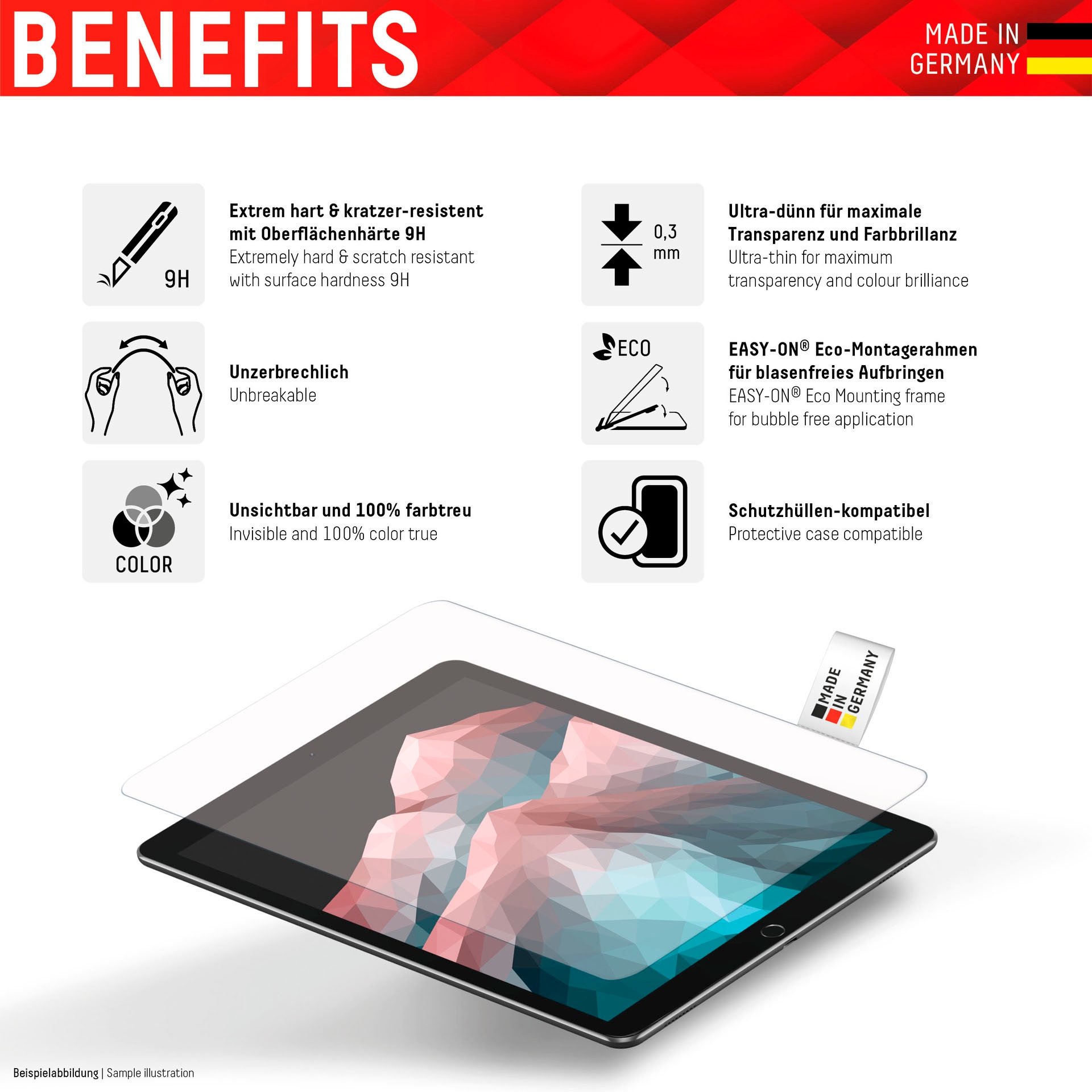 Displex Displayschutzfolie »Tablet Glass iPad (7/8/9 Gen)/Air (3. Gen)« für iPad (7/8/9 Gen)/Air (3. Gen)
