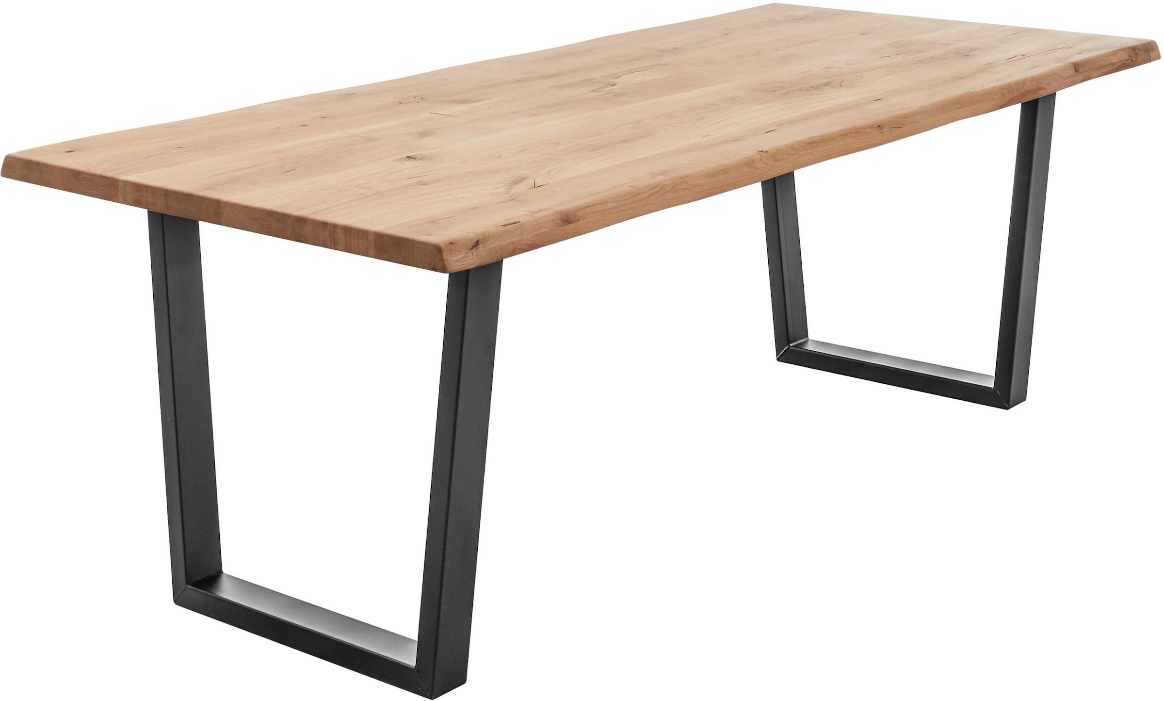 Stolkom Table de salle à manger »Benny« chêne massif, table avec bord naturel