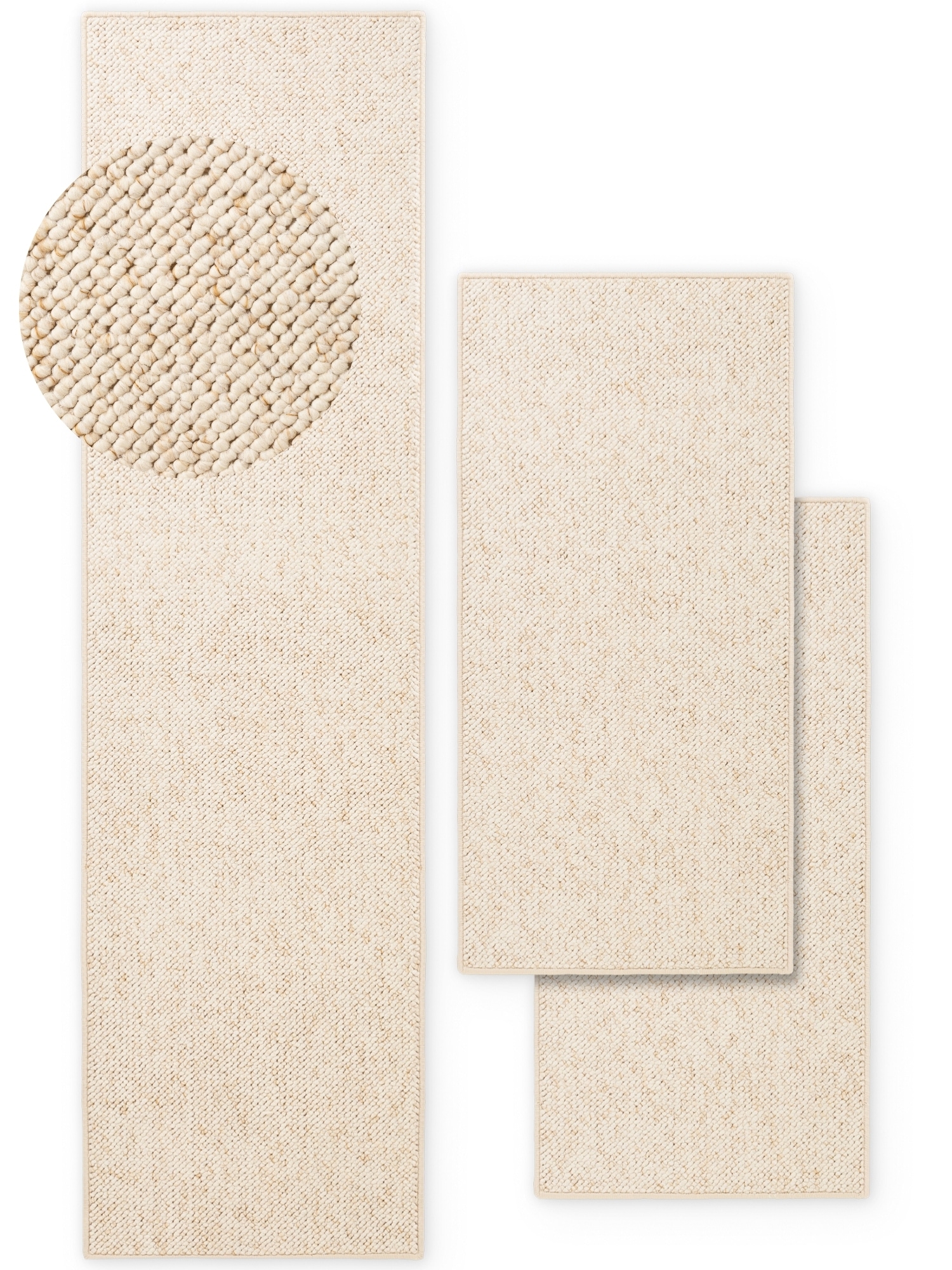 HANSE Home Bordure de lit »Wolly 2« Höhe 12 mm 3 cuis tlg. tapis de lit, set de 3 coureurs, uni, poils courts, coureur de lit