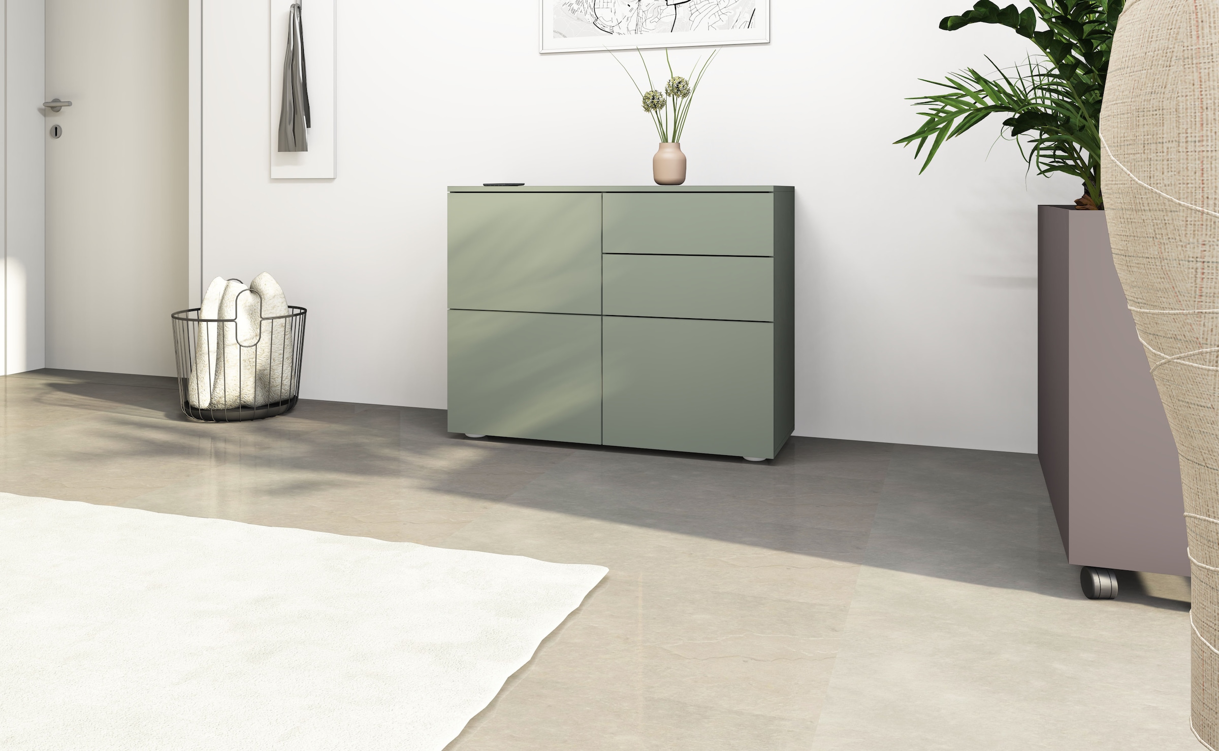 borchardt Möbel Kommode »Rova, modern, grifflos, praktisch, 3 Türen« Push-To-Open, verstellbare Einlegeböden, viel Stauraum, Breite 93cm