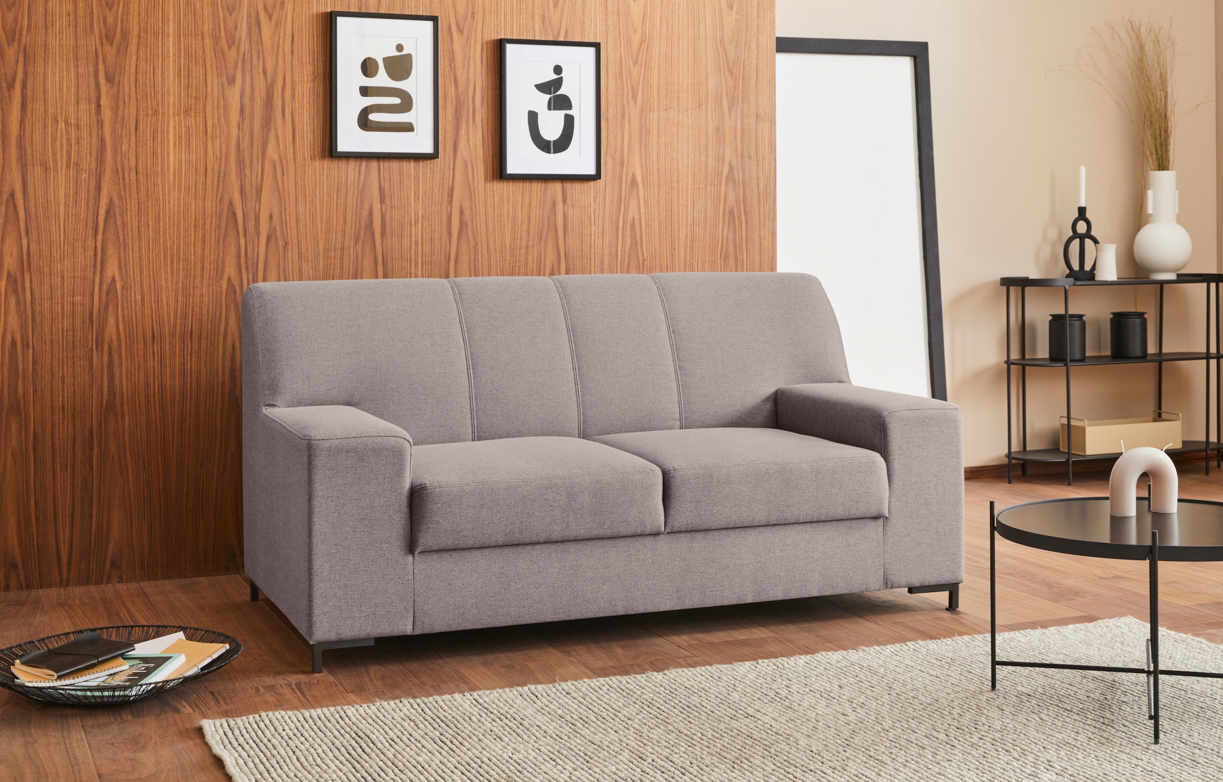 DOMO collection 2-Sitzer »Ledas kubisch und komfortabel, flache Armlehnen, eleganter Fuss,« Breite 170cm, in vielen Farben erhältlich