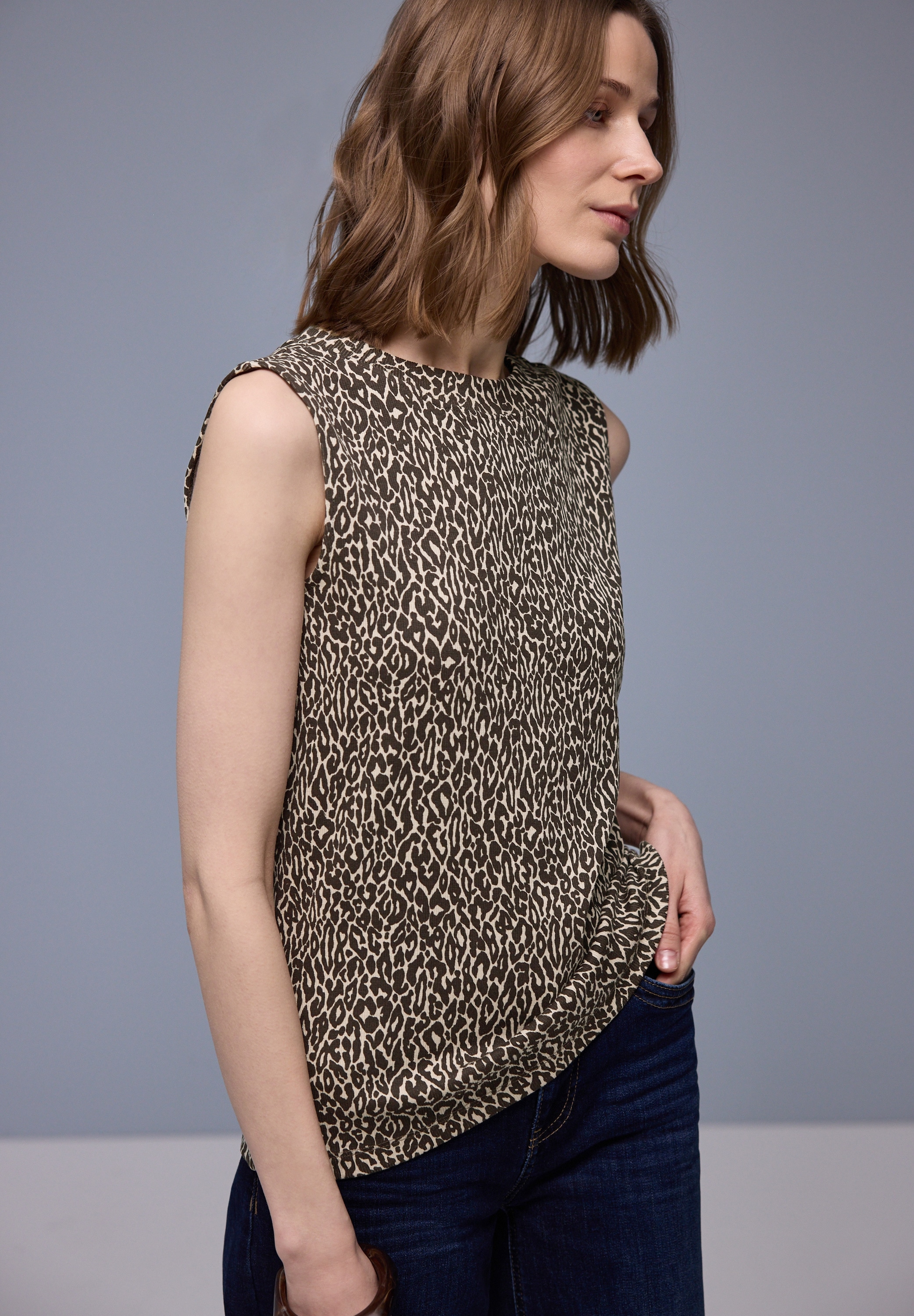 STREET ONE Ripptanktop im Leo-Look / Animal-Print