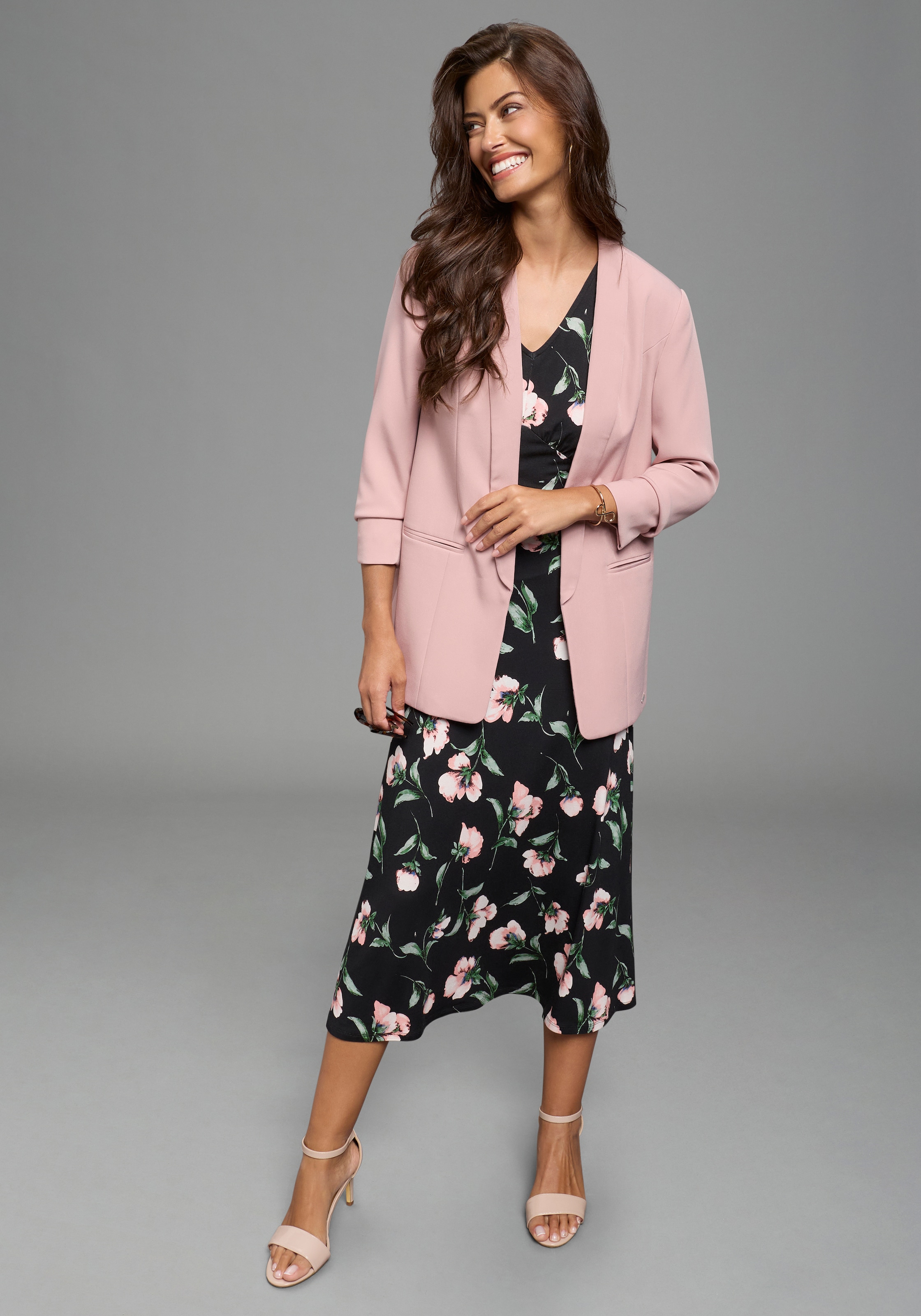 Laura Scott Robe midi mit tiefem Rückenausschnitt und Knotendetail, geblümt
