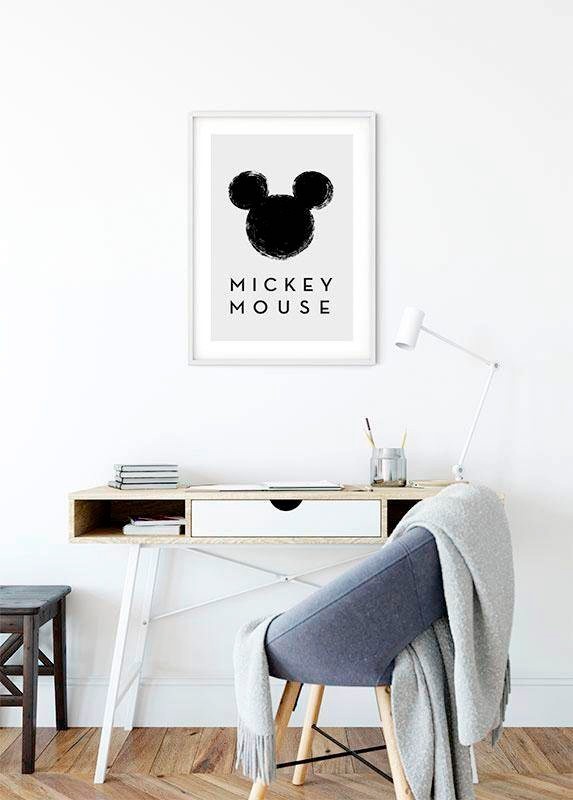 Komar Image »Mickey Mouse Silhouette« Disney 1 cuis tlg. tableau mural décoratif pour chambre d'enfant - sans cadre