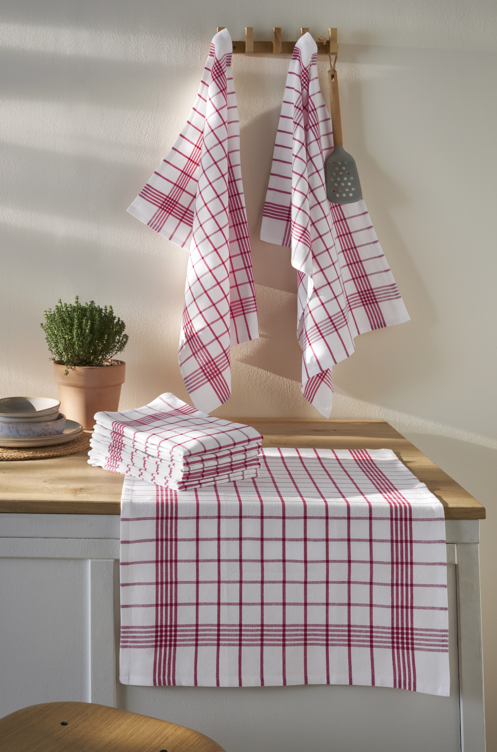 GOODproduct Geschirrtuch »Vivianne« 100% Baumwolle,70×50 cm, blau/rot -weisse, 10Stk. Set, weich, saugstark