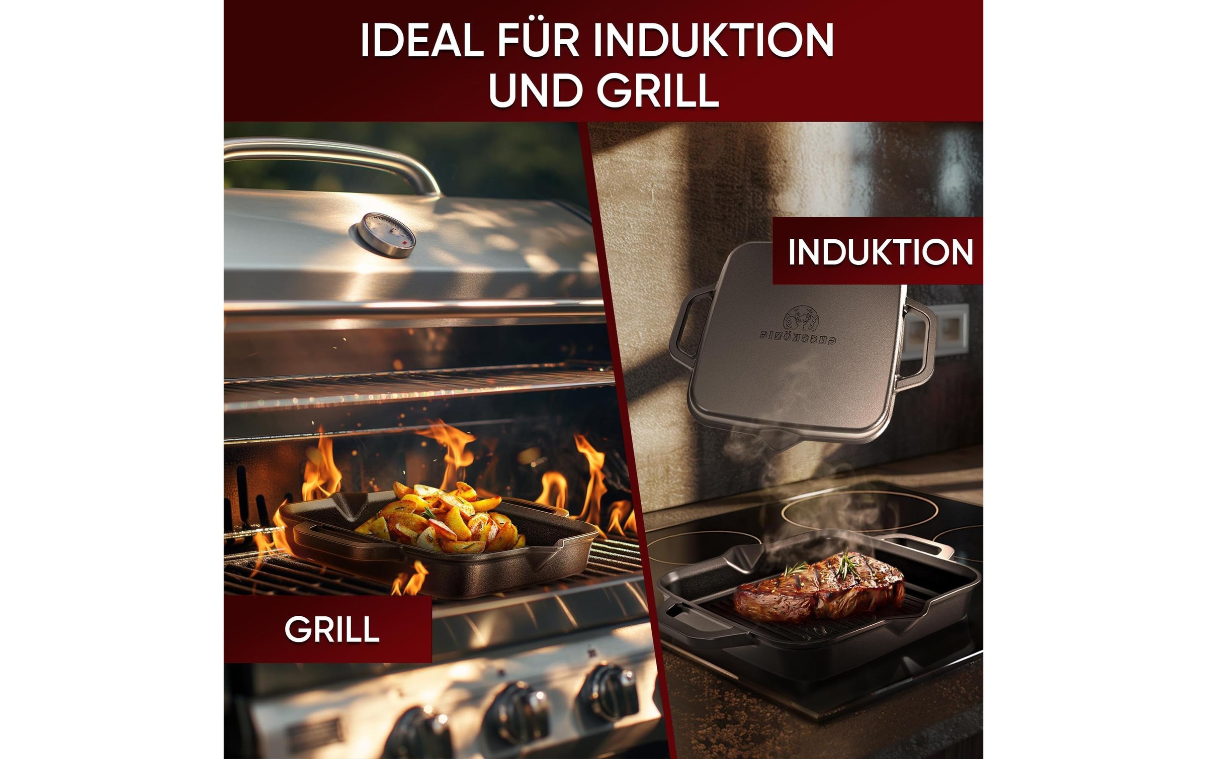   Grillpfanne »Gusskoenig 26 cm mit Ringreiniger« Gusseisen;Gas;Glaskeramik-Kochfeld;Induktion