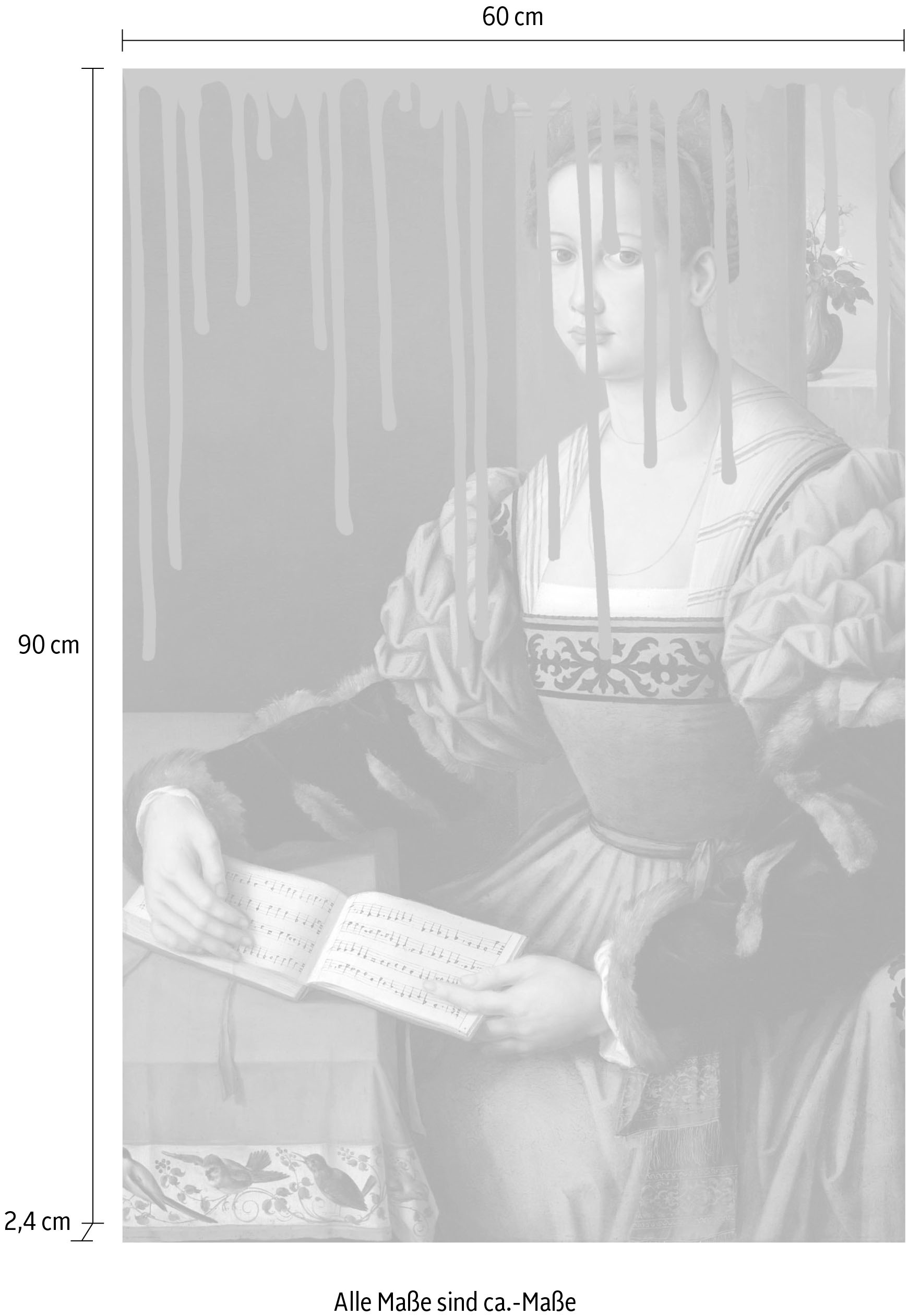 queence Tableau en verre acrylique »Frau mit Buch mit Farbklecks« Art | Femme | Formes | Images de femmes | Personnages historiques | Tableau impression Fine Art de qualité galerie