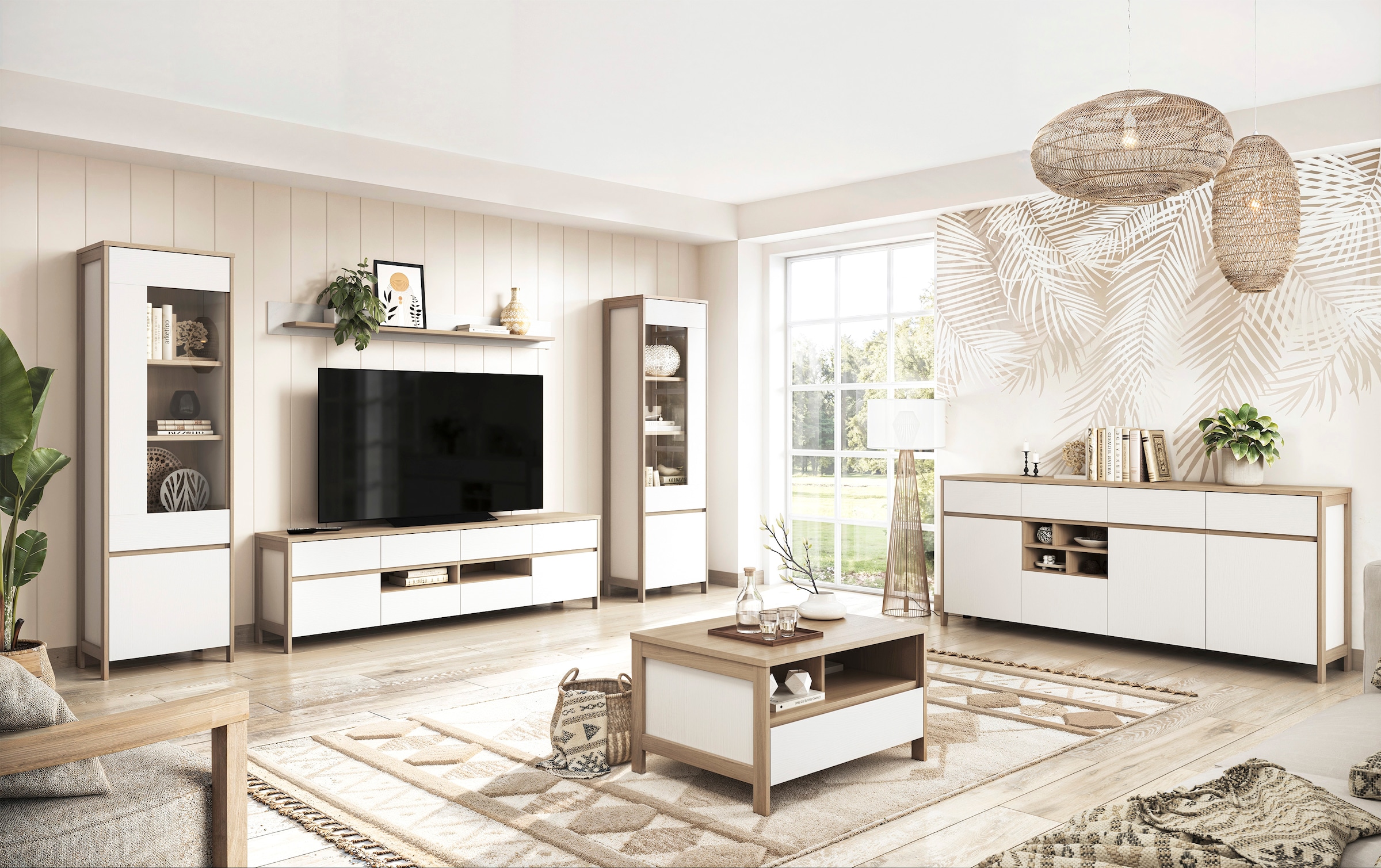 Home affaire Wohnwand »Stranda, moderne Anbauwand, Komplettset im Scandi-Style« 4 Stk. tlg.