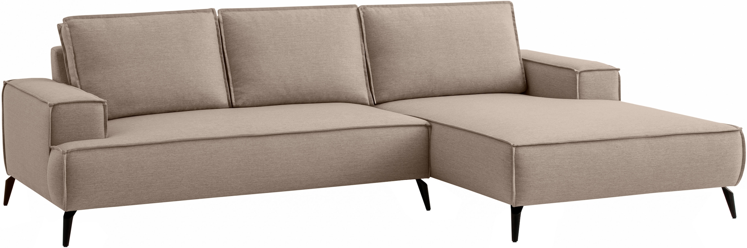 GOODproduct Canapé d'angle »TVINNU Leinenoptik, L-Form, Breite 275 cm« au choix méridienne droite/gauche, pieds noirs, confort d'assise agréable