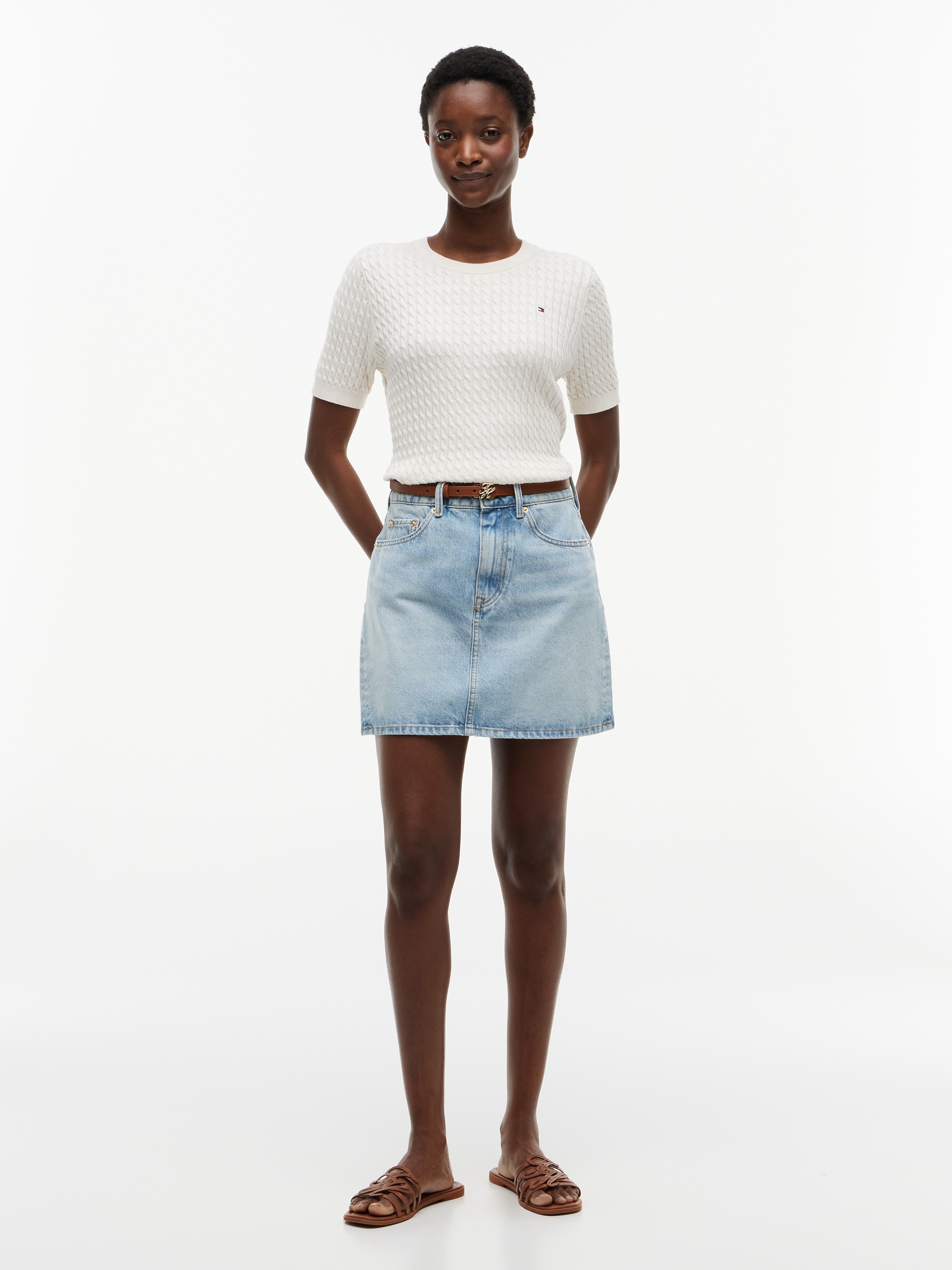 Tommy Hilfiger Jupe en jean »MINI SKIRT CAM LIGHT HW« aus Baumwolle, high waist