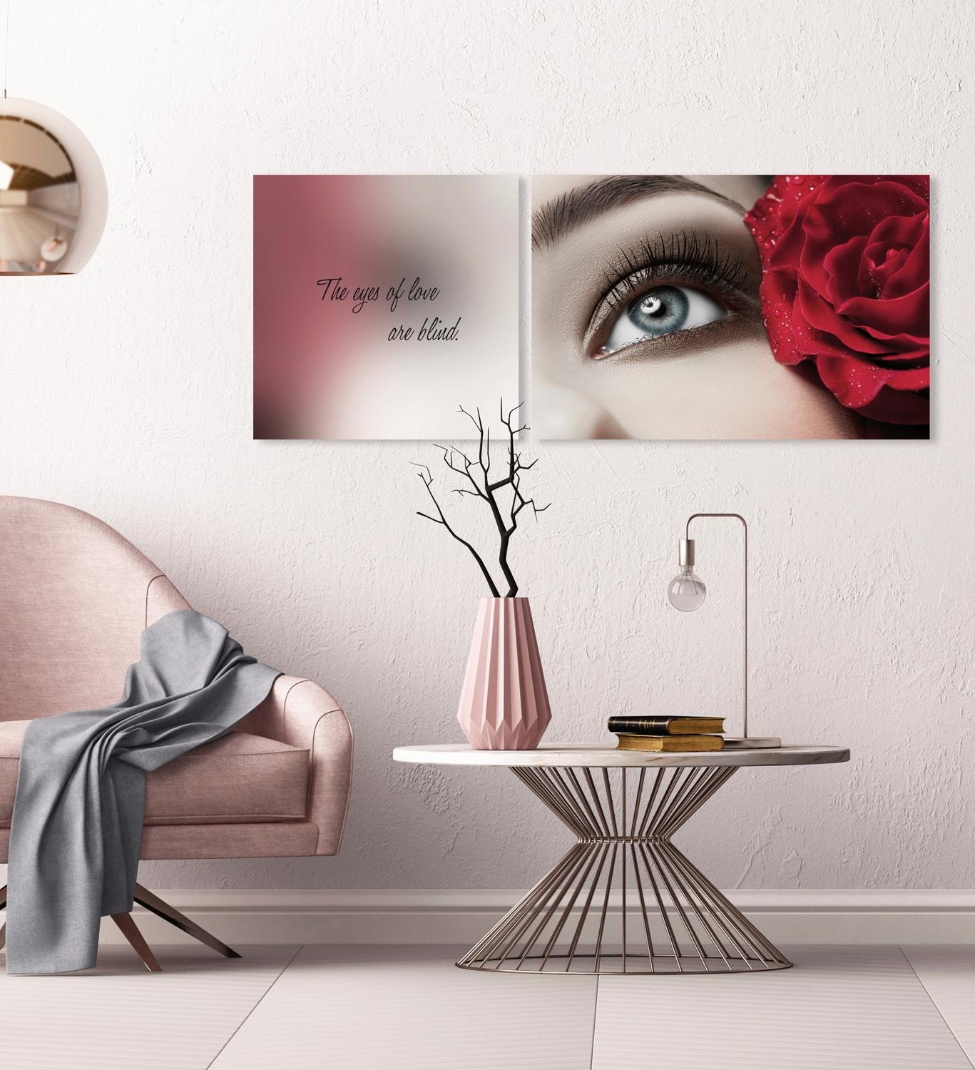 queence Leinwandbild »Eyes« Foto | Kunst | Liebessprüche | Menschen | Modern | Romantisch | Schriftzug | Schriftzüge | Spa | Spa Bilder | Sprüche | Sprüche & Texte Set,  Premium-Leinwandstoff, Handarbeit aus Deutschland, Spruch, 2er Set