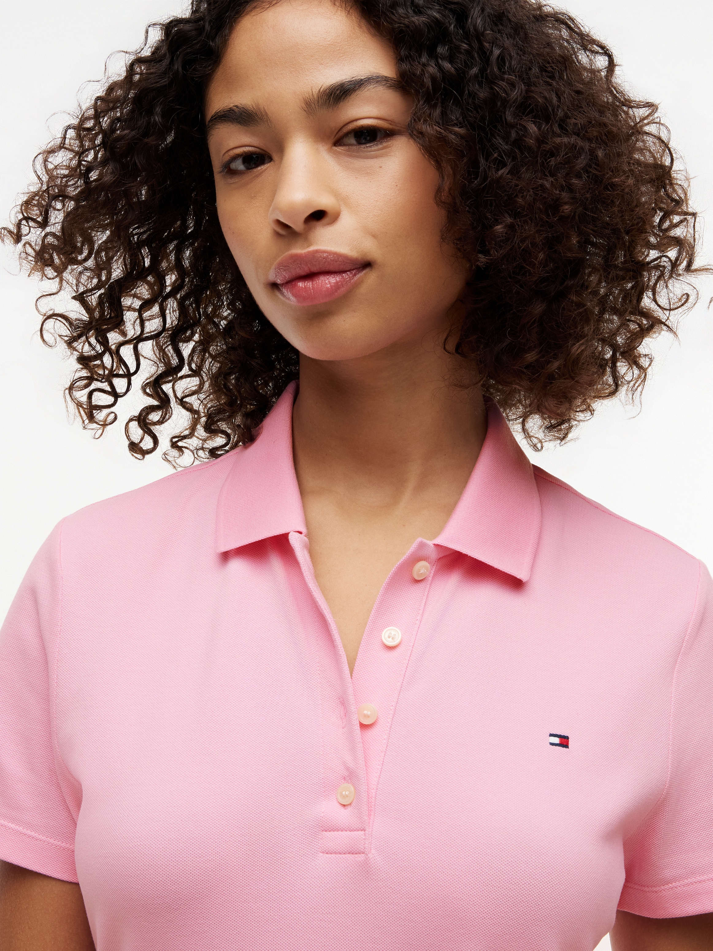 Tommy Hilfiger Robe polo »SLIM PIQUE POLO DRESS SS« Sans poche Baumwollmischung, slim fit