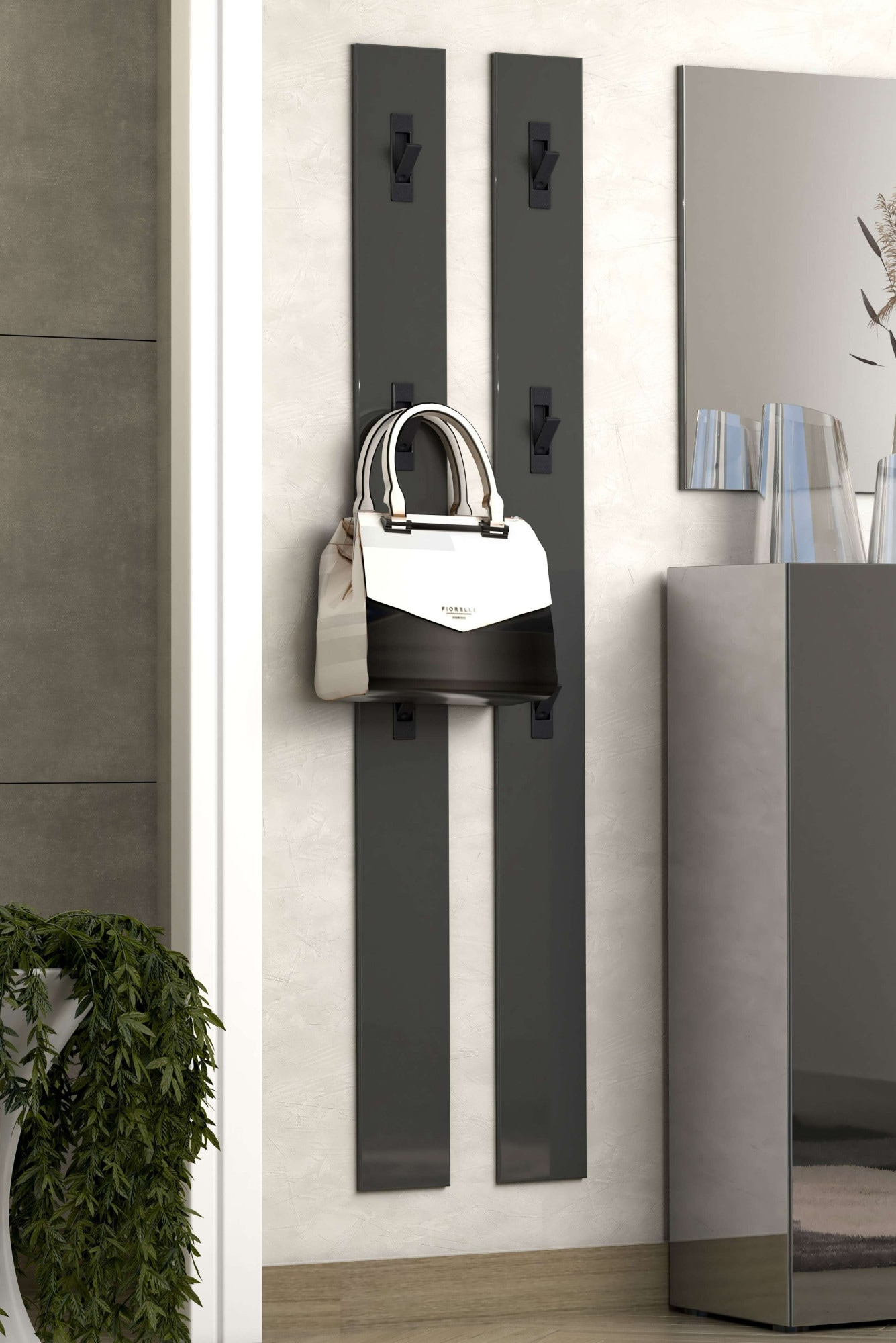 INOSIGN Panneau de vestiaire »TANKO, Garderobenpaneel,Garderobenleiste« mit 3 Klapphaken,hochglanz lackiert, 15x2x170 cm (1 St.)