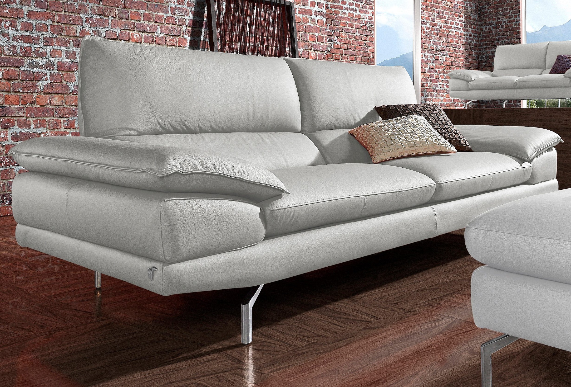 CALIA ITALIA 3-places »Dave, italienisches Designsofa, mit erstklassigem Sitzkomfort« in zwei Lederqualitäten und toller Detailverarbeitung