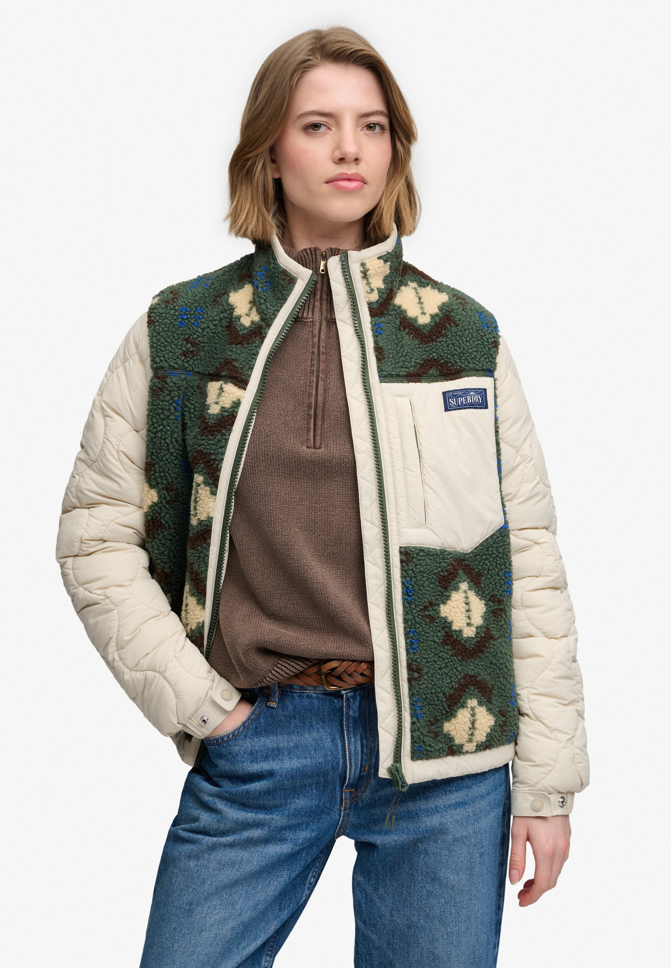 Superdry Veste polaire »FLEECE ONION QUILT HYBRID« fibre synthétique, coupe décontractée