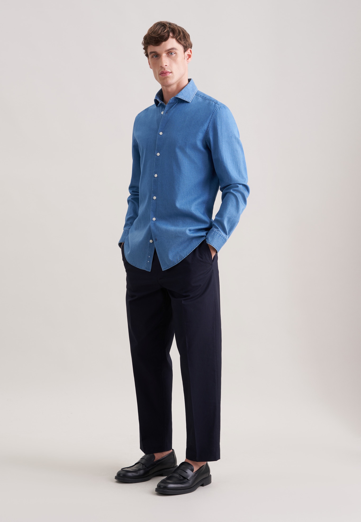 seidensticker Chemise en jean Slim col Kent 1/1 en denim