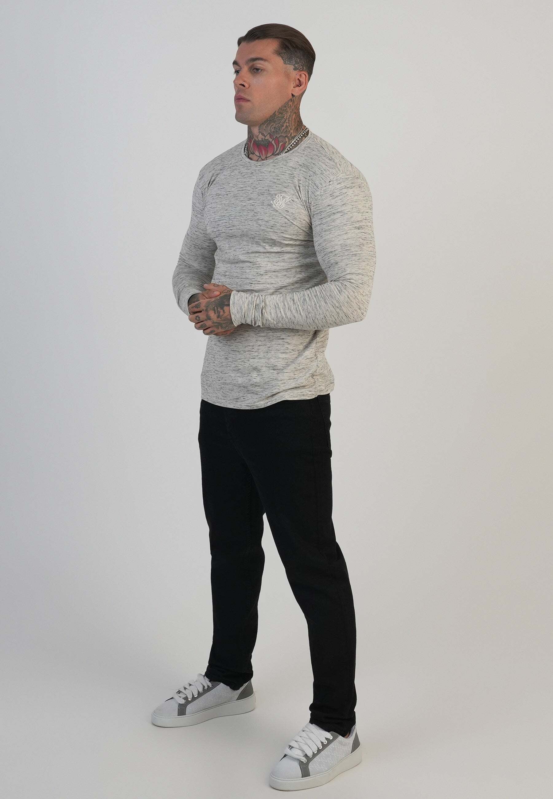 Siksilk T-shirt à manches longues »Siksilk Langarmshirt Long Sleeve Marl T-Shirt«