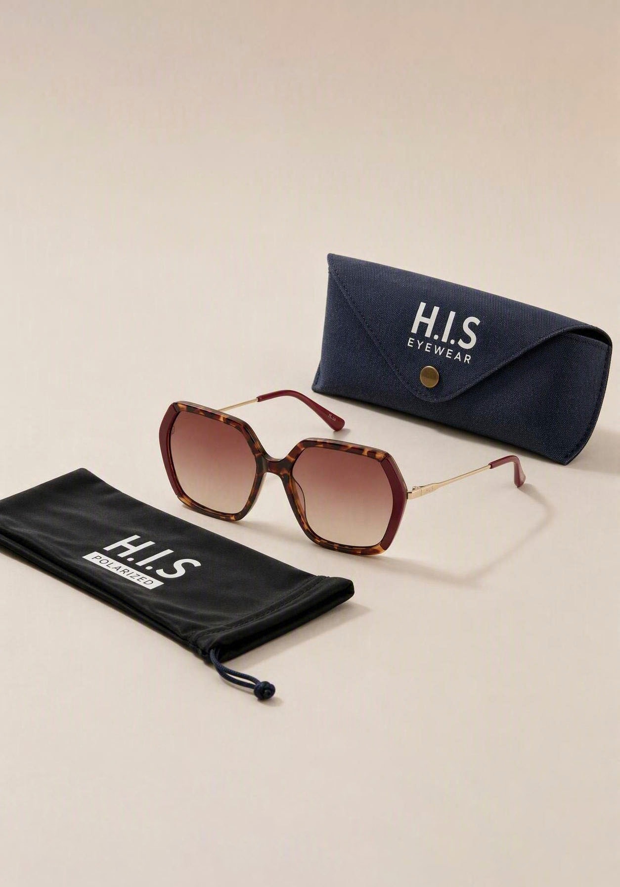 H.I.S Lunettes de soleil »hochwertige polarisierende Gläser« 3 cuis Forme papillon, catégorie de filtre 3, mode sans monture