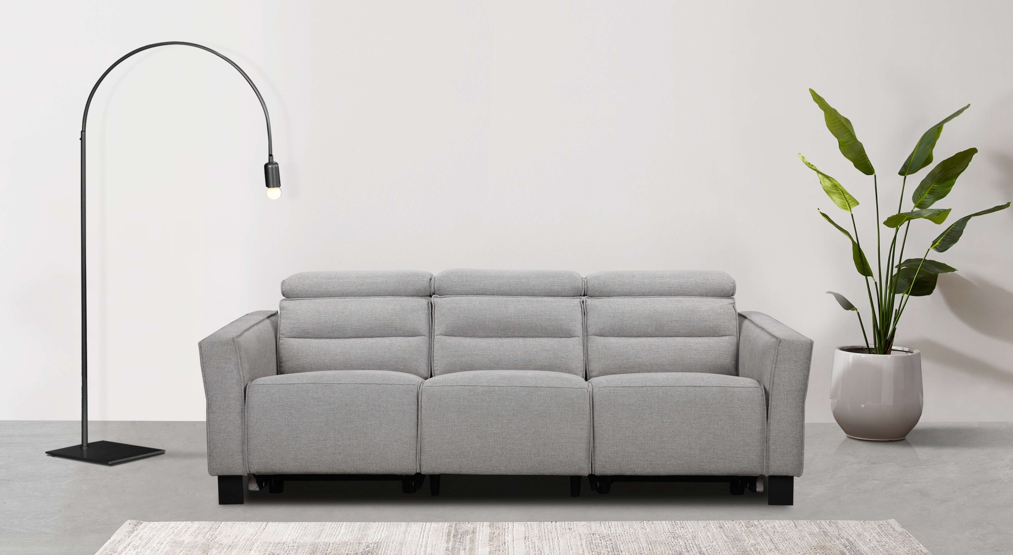 GOODproduct 3-Sitzer »Carpari Webstoff, 224 cm, man./elektr. Relaxfunktion« (USB A/C), sowie Kopfteilverstellung