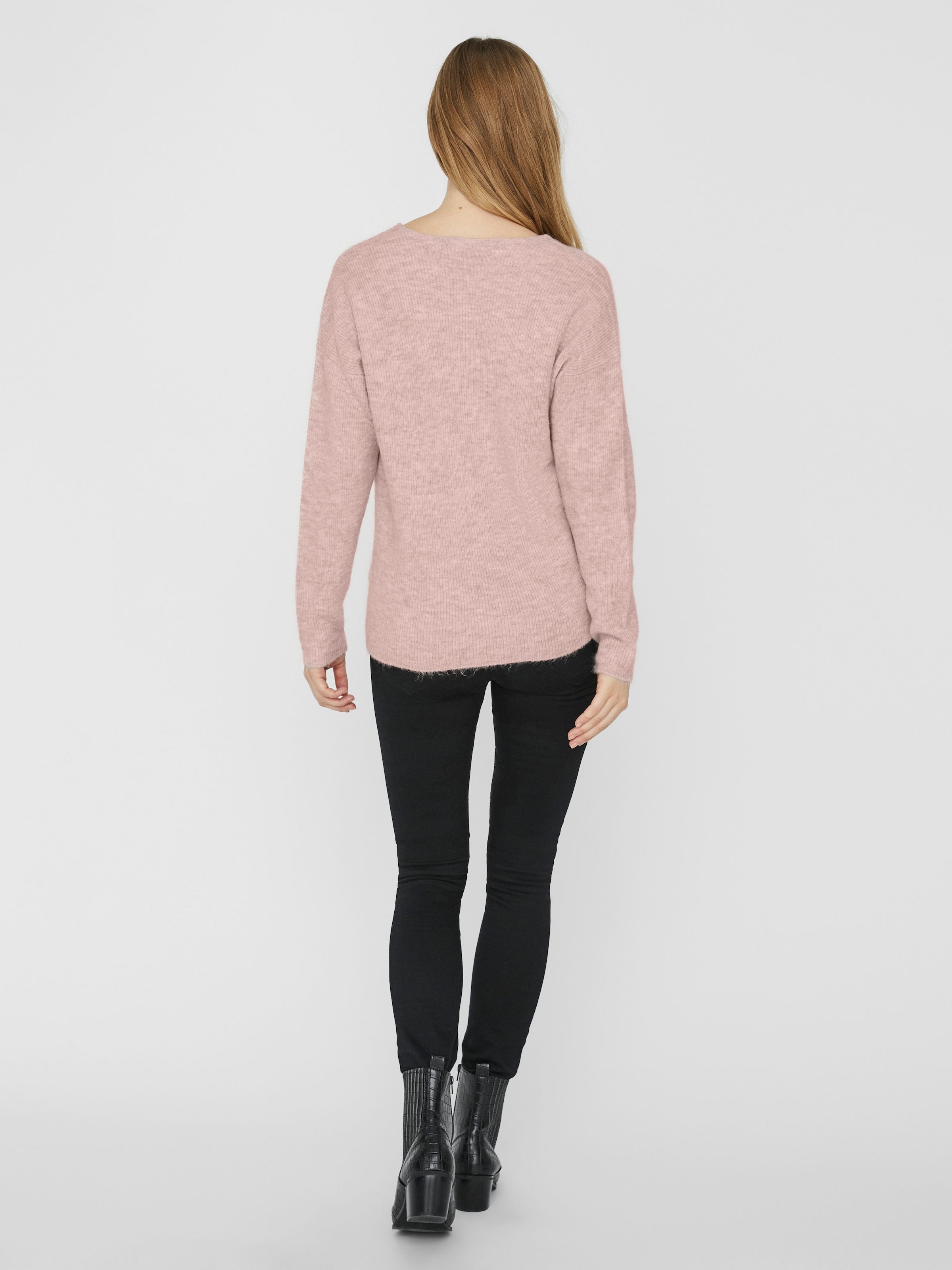 Vero Moda Pull col V »VMCREWLEFILE LS V-NECK BLOUSE NOOS« mélange de matières, coupe ample