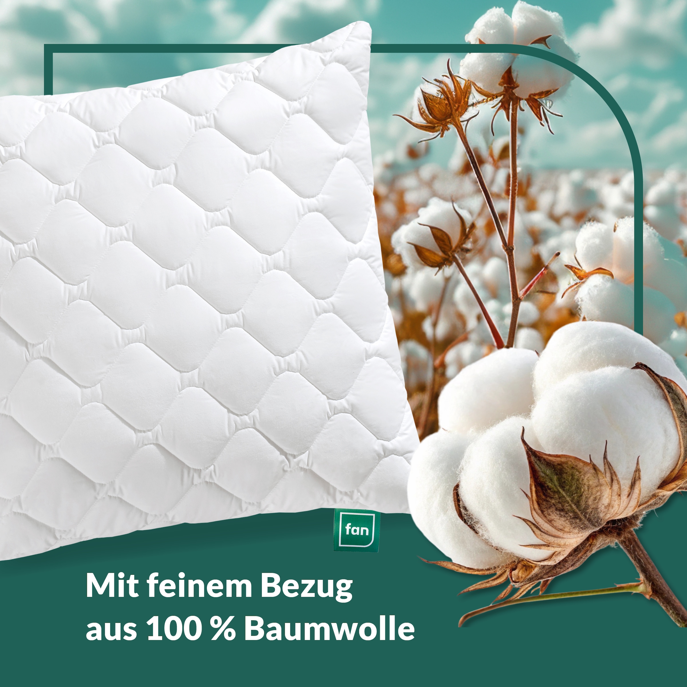 fan Microfaserkissen »Kansas, mit Baumwollbezug und Reissverschluss« Füllung: 100% Microfaser 1 Stk. tlg. in 40x80 oder 80x80 cm, Kopfkissen aus Microfaser, Made in Germany