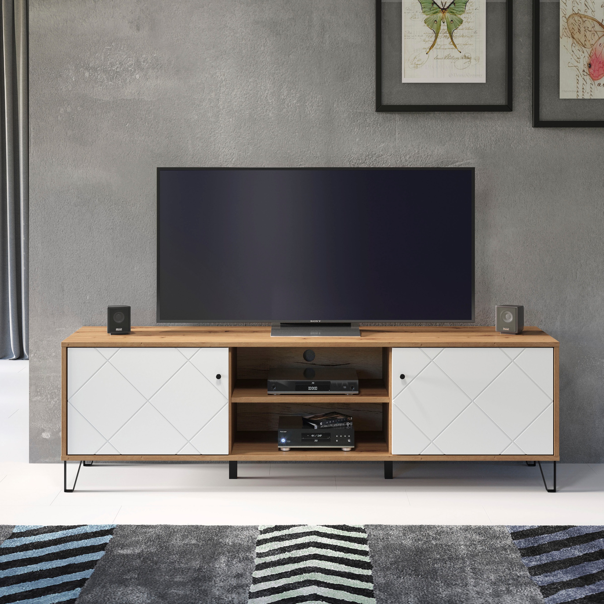 Home affaire Table basse »Tarragona TV-Kommode« Meuble TV avec 2 portes & 2 compartiments - (L/P/H) 183/40/56 cm