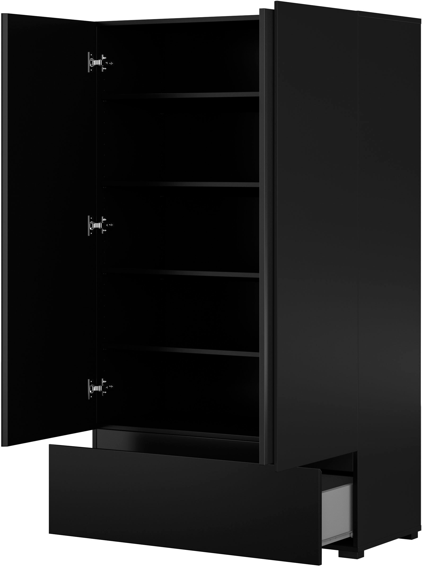 GOODproduct Armoire multi-usages »Cross,Breite 89 cm, Highboard, Universalschrank, Garderobe« armoire à linge avec beaucoup de rangement, étagères réglables