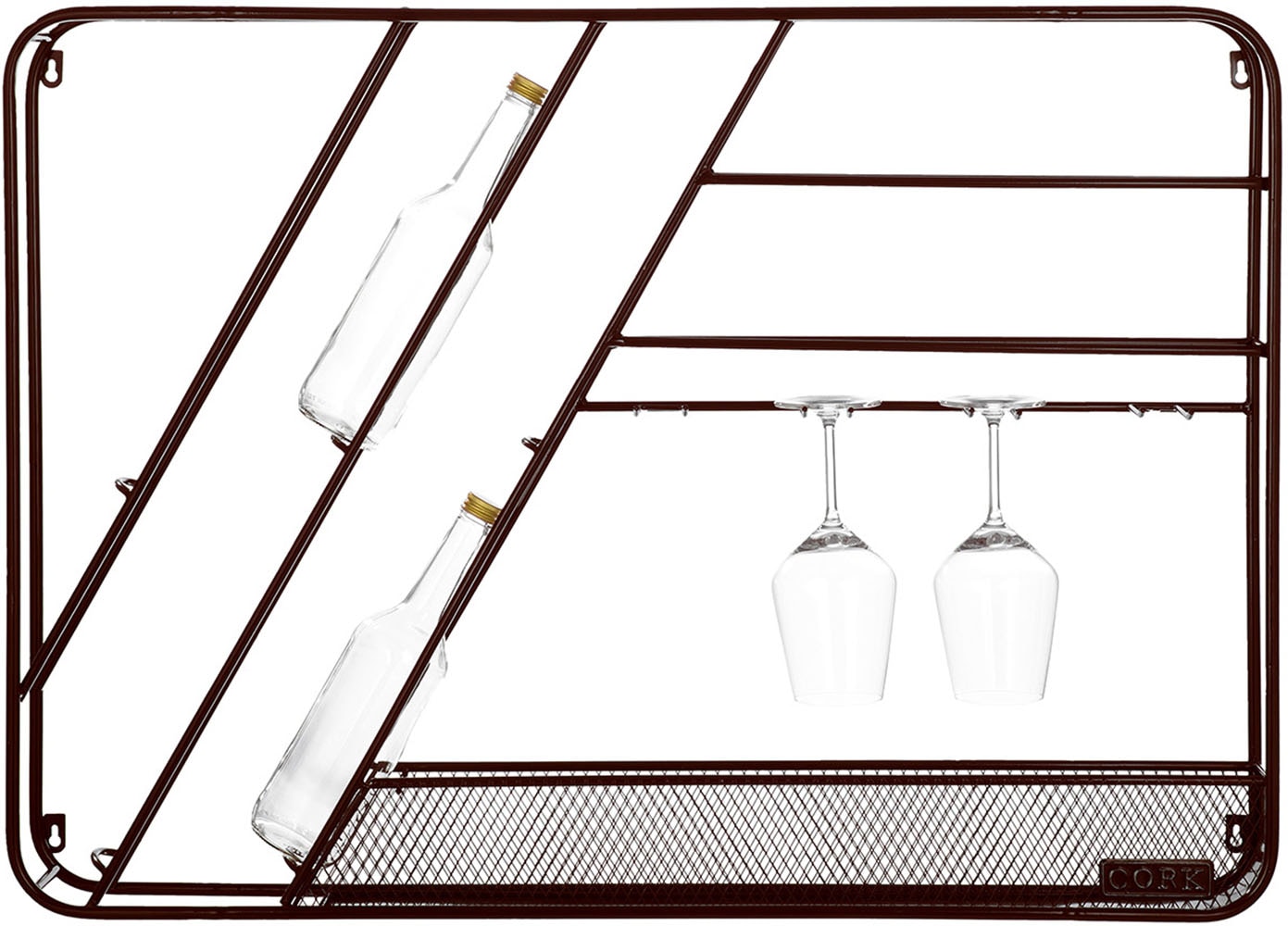 GILDE Étagère à vin »Weinregal rechteckig Cork« mit Weinglashalterung