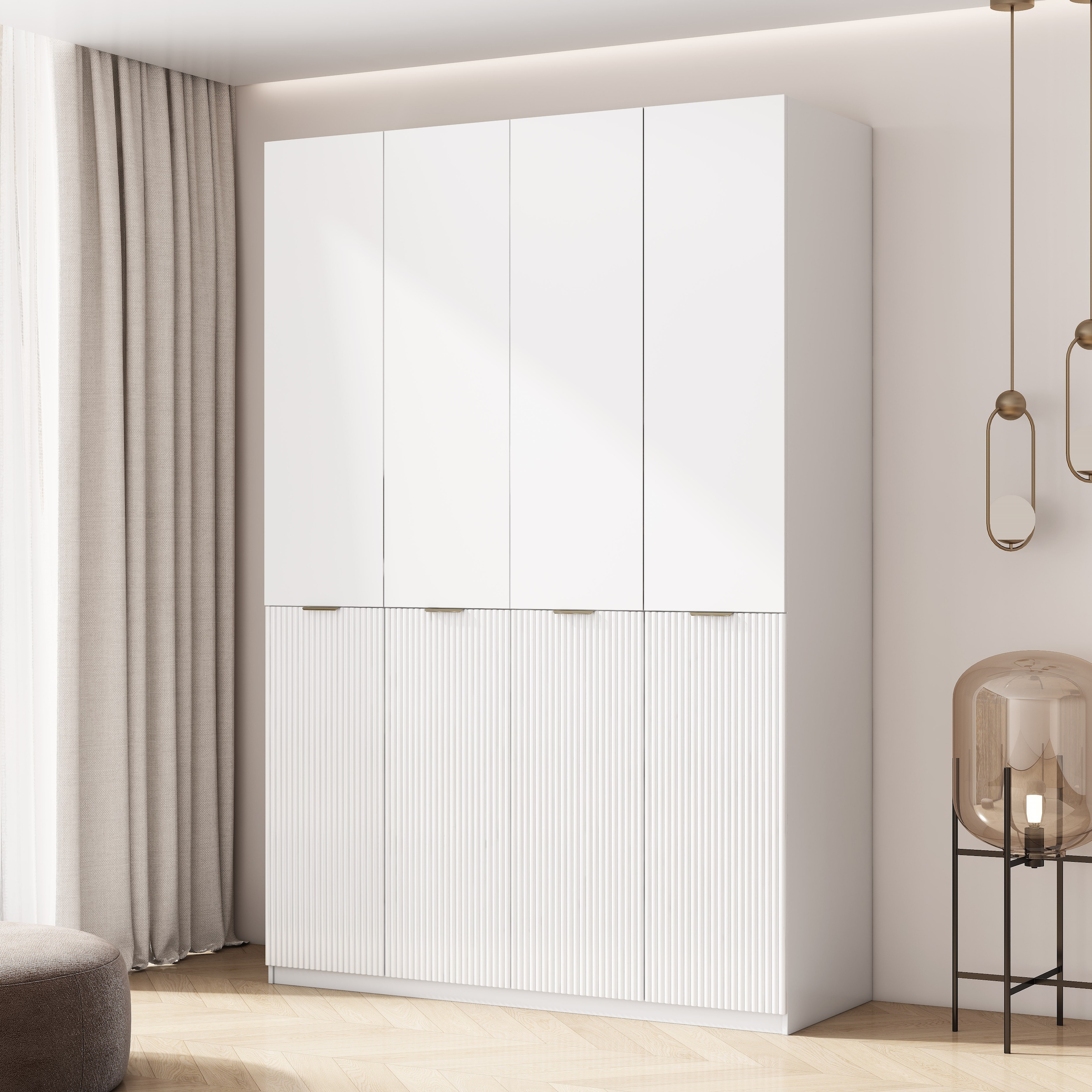 GOODproduct Kleiderschrank »Jorella Schlafzimmerschrank Garderobe mit Softclose« eleganter Schlafzimmerschrank Rillendesign Trend Breite 161cm