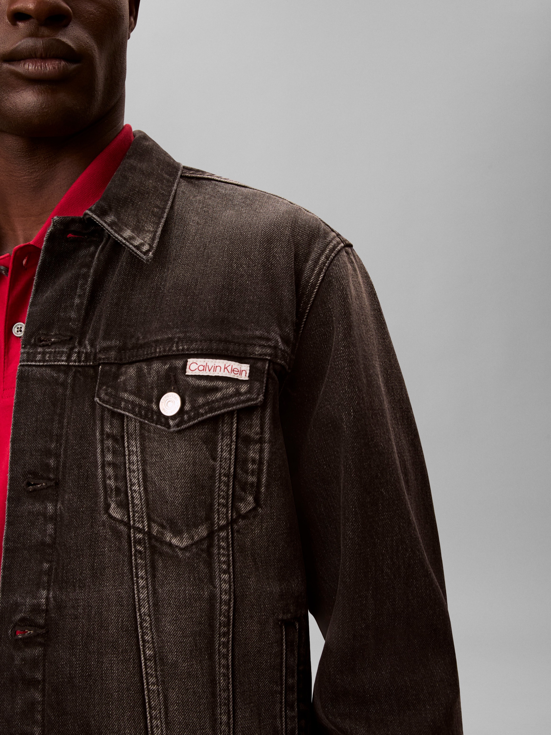 Calvin Klein Jeans Jeansjacke ohne Kapuze Regular fit mit Rundhalsausschnitt