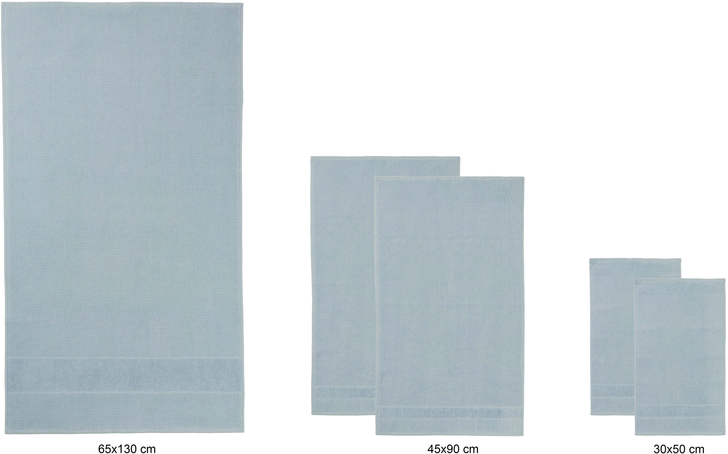 my home Handtuch Set »Kimi, Duschtuch, Handtücher und Gästetücher« Set 5 Walkfrottee 100% Baumwolle, einfarbig, weich, mit Bordüre, besondere Struktur