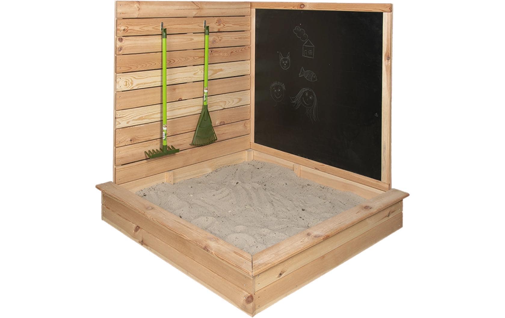 esschert design Sandkasten »mit Tafel Holz 115.5 cm« Platzsparender Kindersandkasten aus Holz mit Kreidetafel