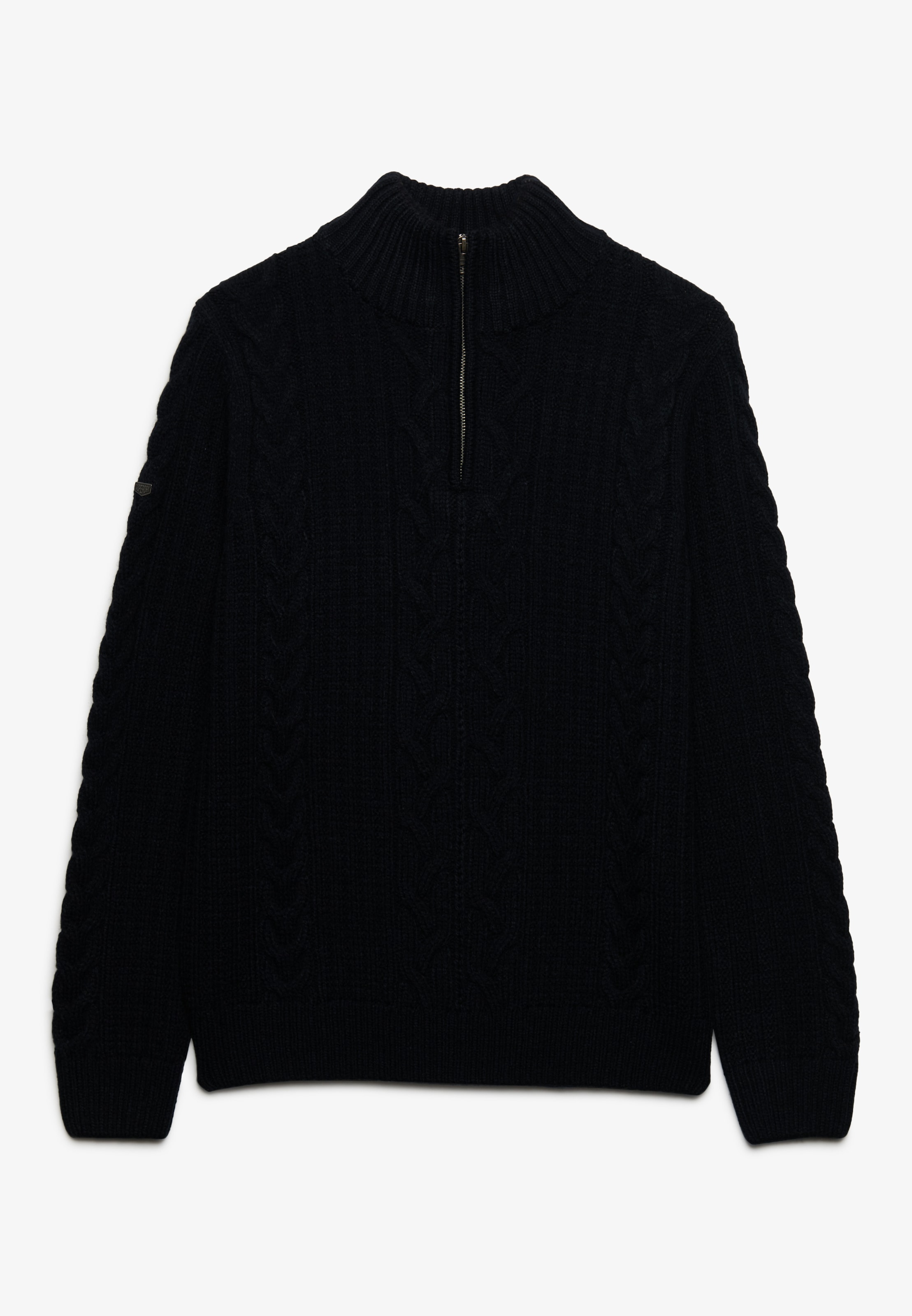 Superdry Strickpullover »JACOB CABLE HALF ZIP KNIT« Materialmix, slim fit