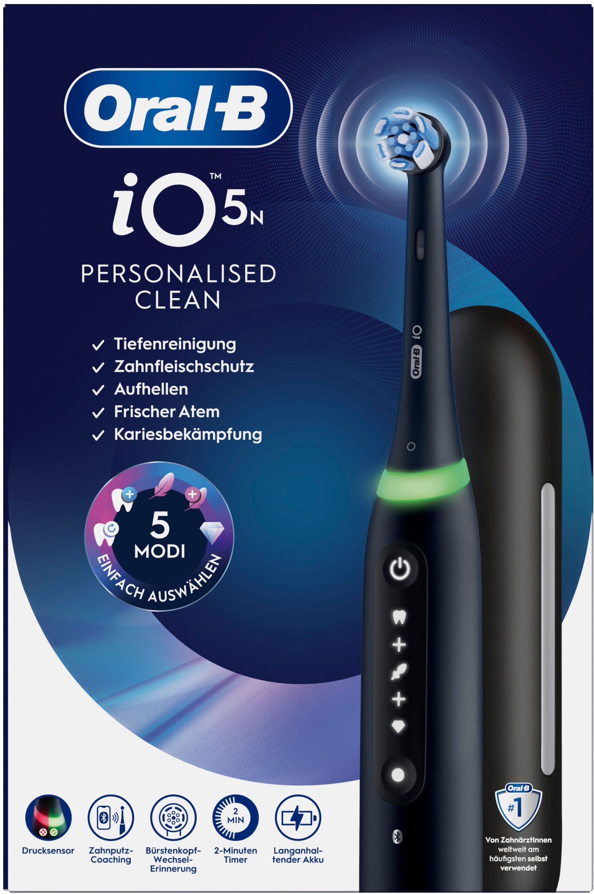 Oral-B Elektrische Zahnbürste »Oral-B iO Series 5« 1 Stk. Aufsteckbürsten Langanhaltender Akku | Reise-Etui | Aufsteckbürstenhalter