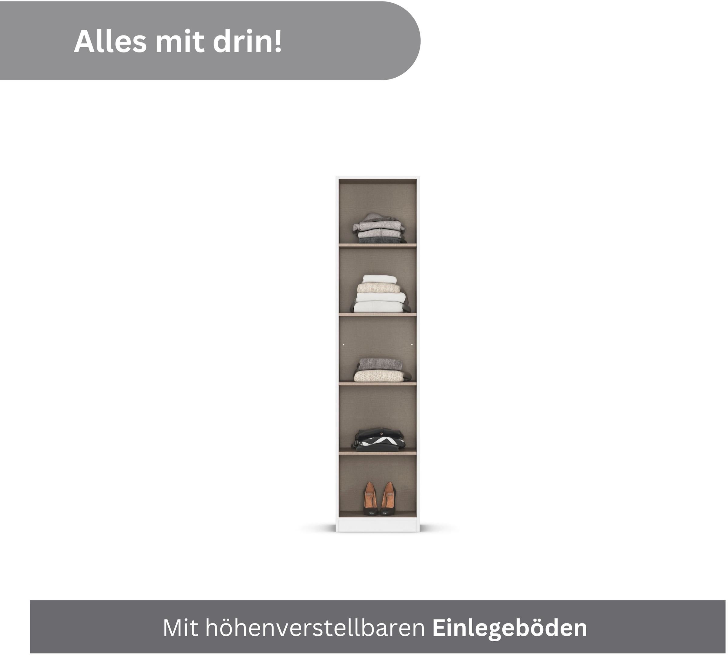 rauch Armoire multi-usages »Garderobe Kleiderschrank Schrank Schuhschrank Putzschrank MINOSA« Largeurs 47/69/91/136 cm, hauteurs 197/210 cm,  en 4 largeurs avec de nombreux plateaux amovibles pour beaucoup de rangement MADE IN GERMANY
